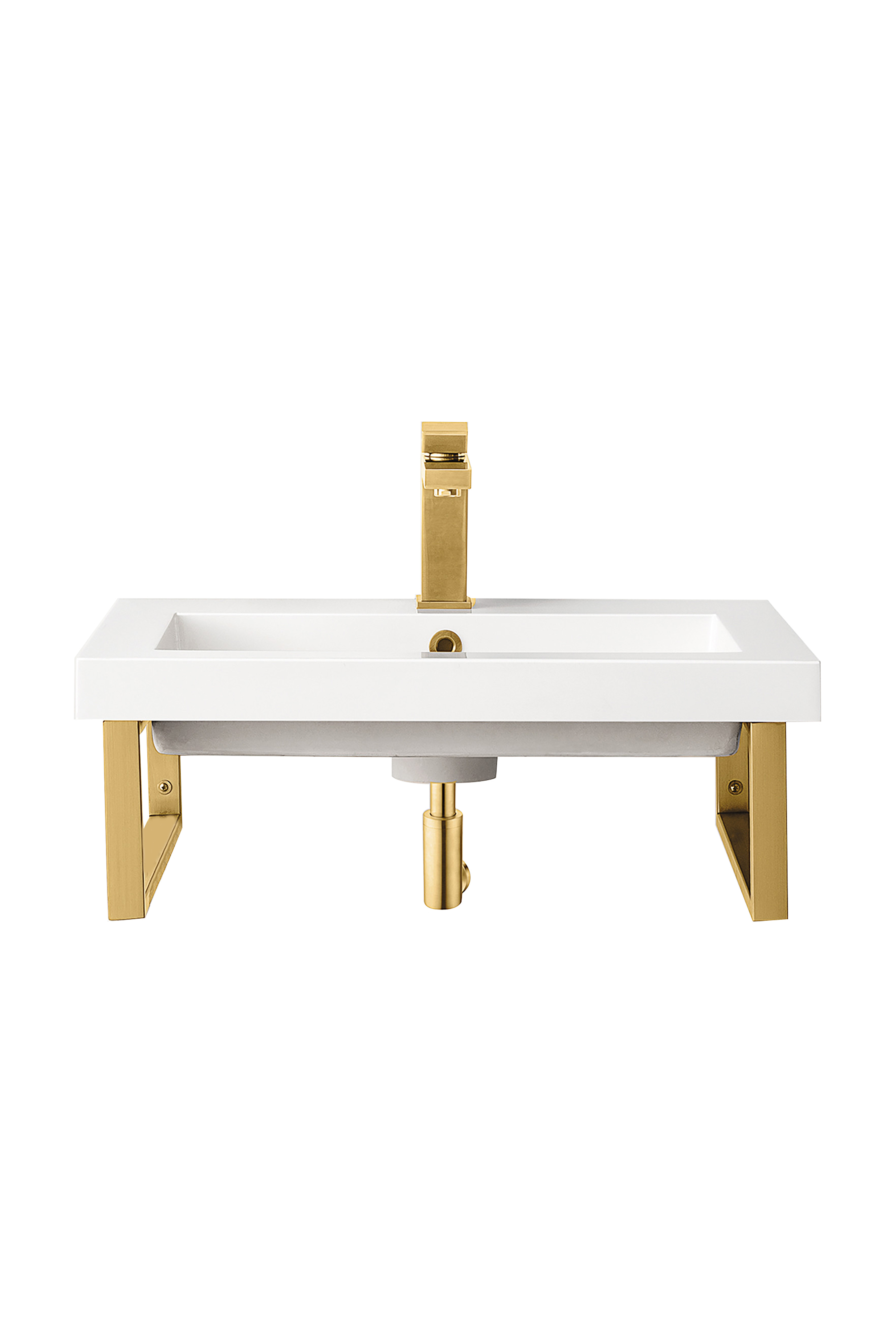 James Martin 055BK18RGD23.6WG2 Two Boston 18" Wall Brackets, Radiant Gold w/23.6" White Glossy Composite Countertop
