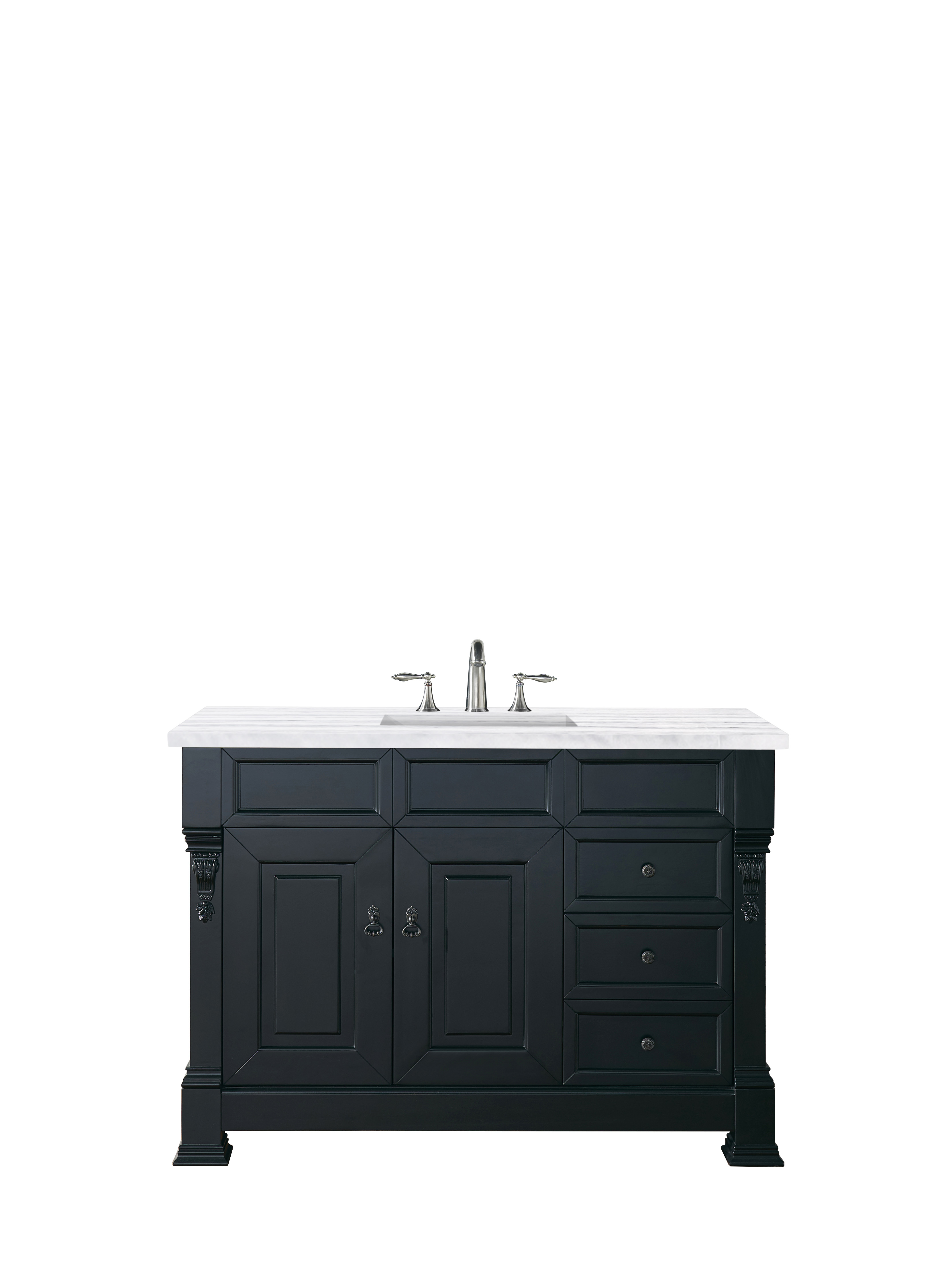 James Martin 147-114-5236-3AF Brookfield 48" Antique Black Single Vanity w/ 3 CM Arctic Fall Solid Surface Top