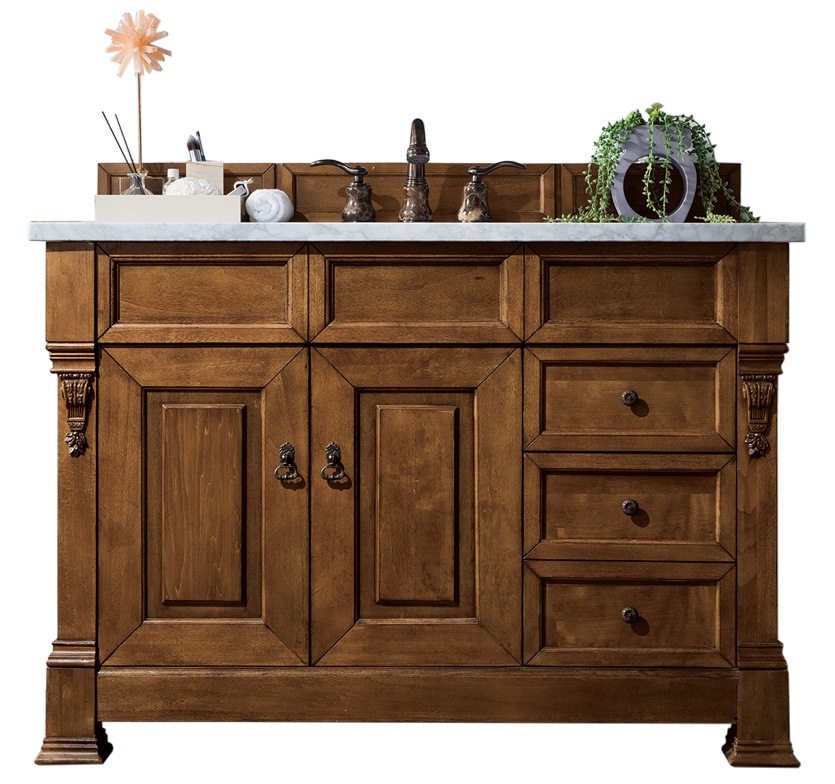 James Martin 147-114-5276-3AF Brookfield 48" Country Oak Single Vanity w/ 3 CM Arctic Fall Solid Surface Top