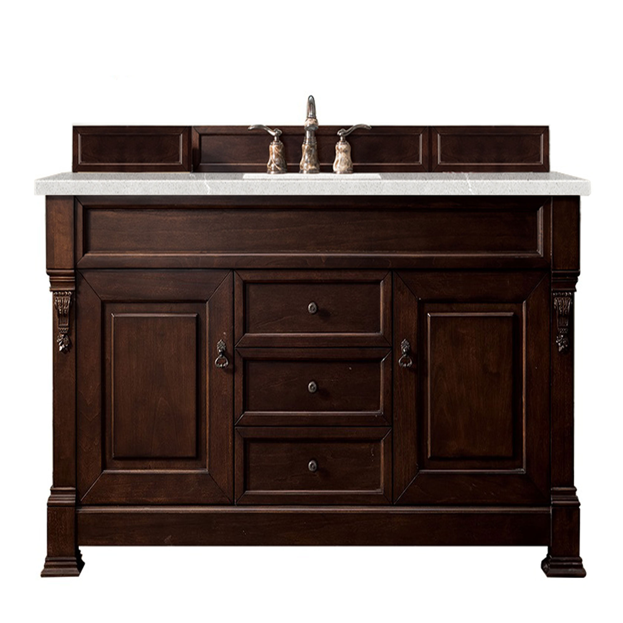 James Martin 147-114-5361-3ESR Brookfield 60" Burnished Mahogany Single Vanity w/ 3 CM Eternal Serena Quartz Top