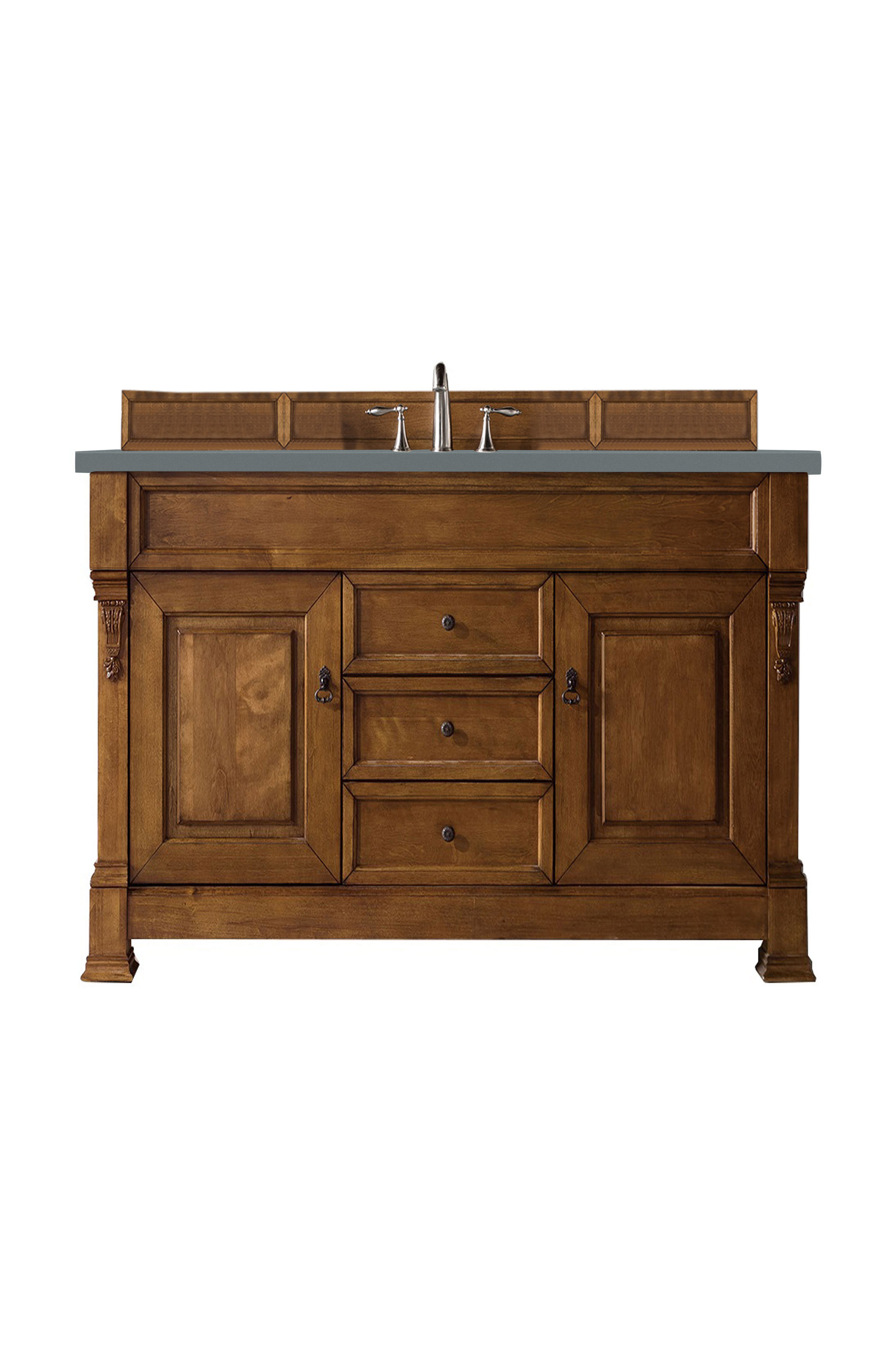 James Martin 147-114-5371-3CBL Brookfield 60" Country Oak Single Vanity w/ 3 CM Cala Blue Quartz Top