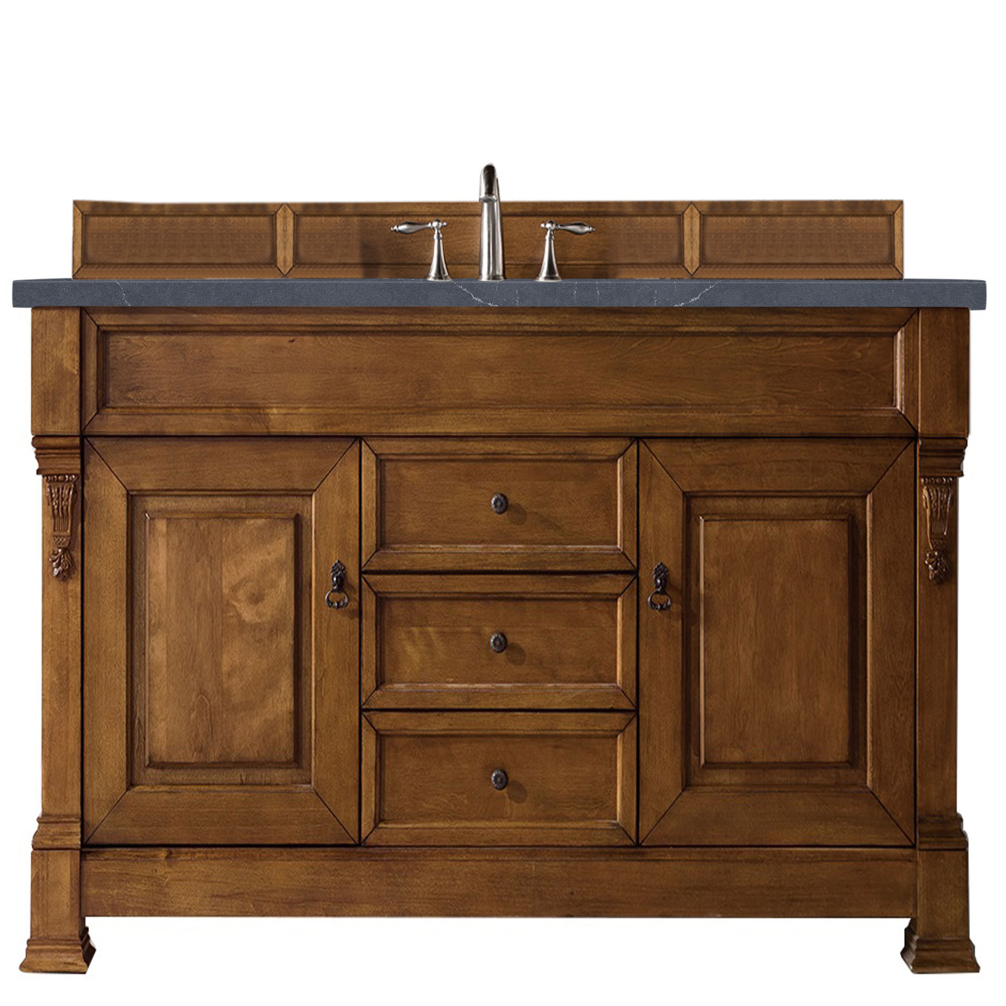 James Martin 147-114-5371-3CSP Brookfield 60" Country Oak Single Vanity w/ 3 CM Charcoal Soapstone Quartz Top