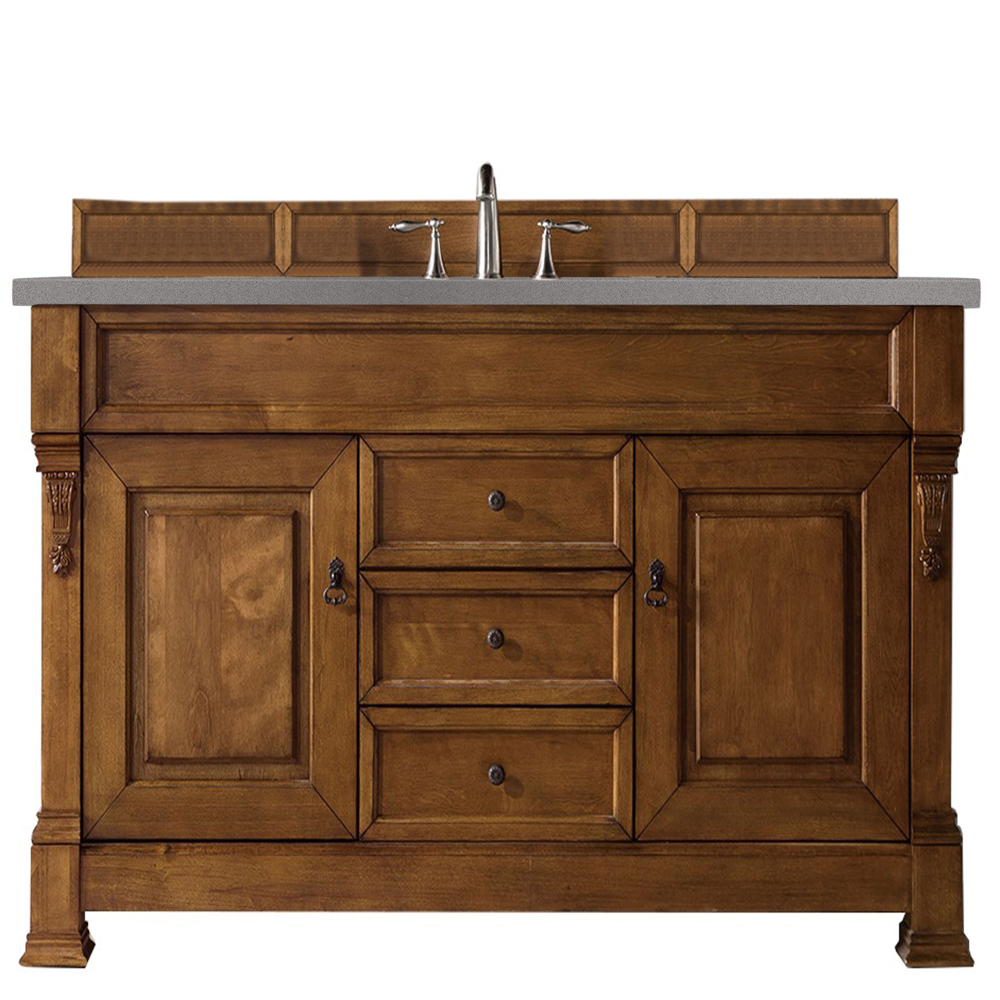 James Martin 147-114-5371-3GEX Brookfield 60" Country Oak Single Vanity w/ 3 CM Grey Expo Quartz Top