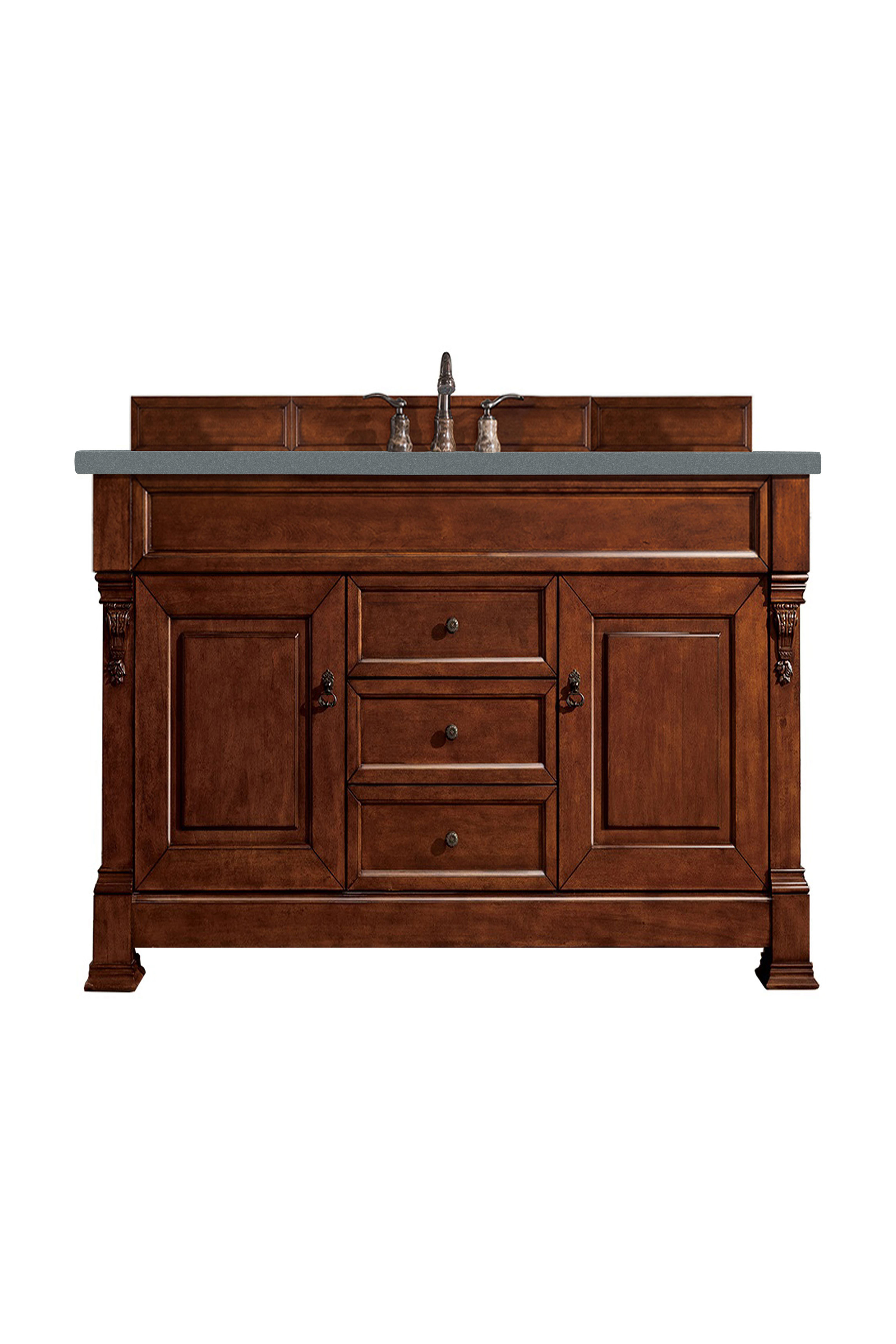 James Martin 147-114-5381-3CBL Brookfield 60" Warm Cherry Single Vanity w/ 3 CM Cala Blue Quartz Top