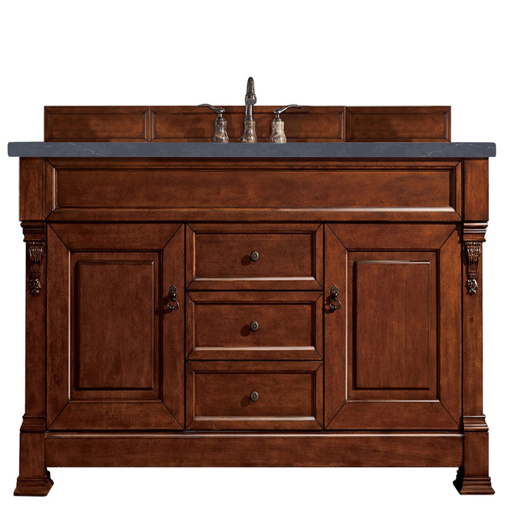 James Martin 147-114-5381-3CSP Brookfield 60" Warm Cherry Single Vanity w/ 3 CM Charcoal Soapstone Quartz Top