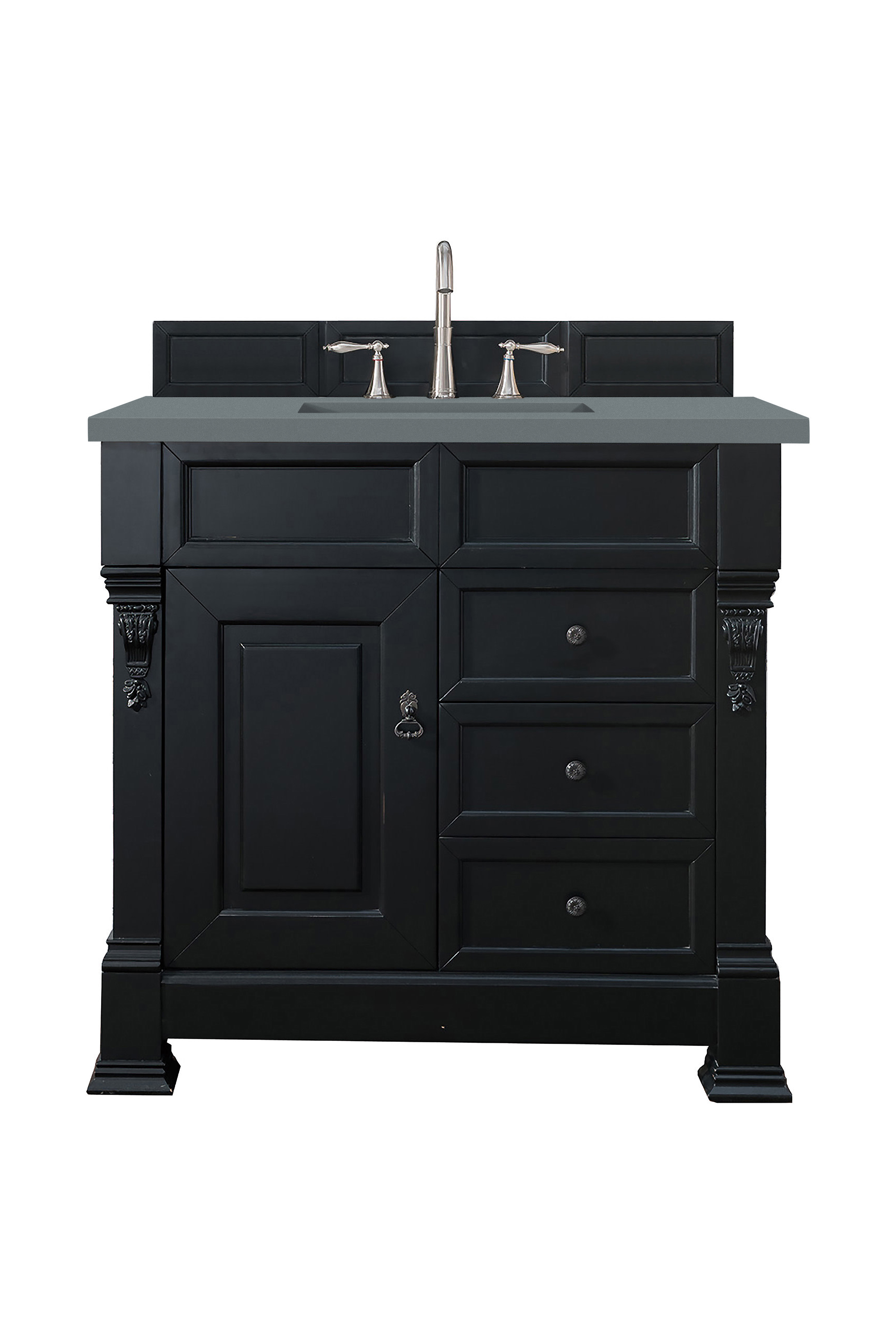 James Martin 147-114-5536-3CBL Brookfield 36" Antique Black Single Vanity w/ 3 CM Cala Blue Quartz Top