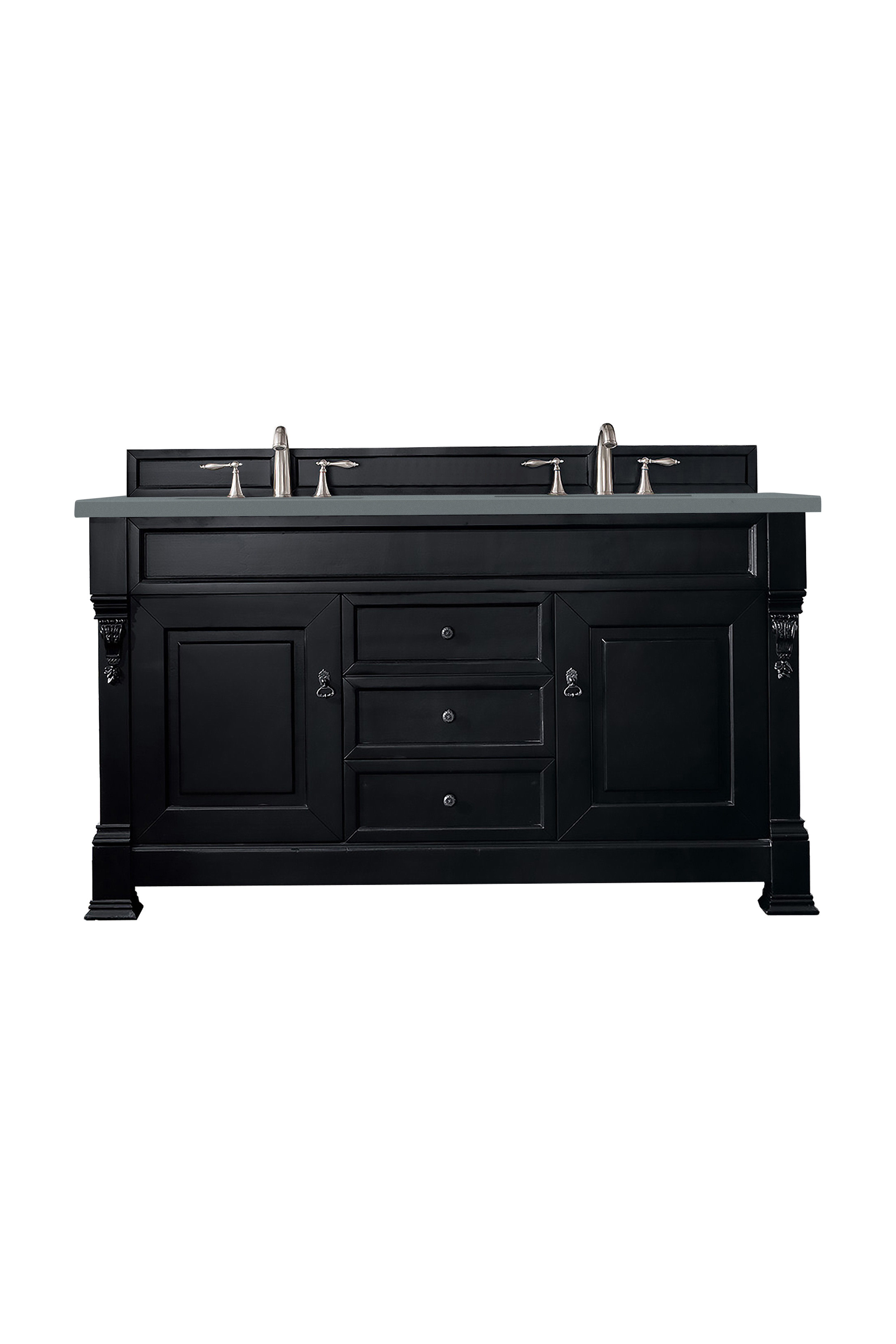 James Martin 147-114-5631-3CBL Brookfield 60" Antique Black Double Vanity w/ 3 CM Cala Blue Quartz Top