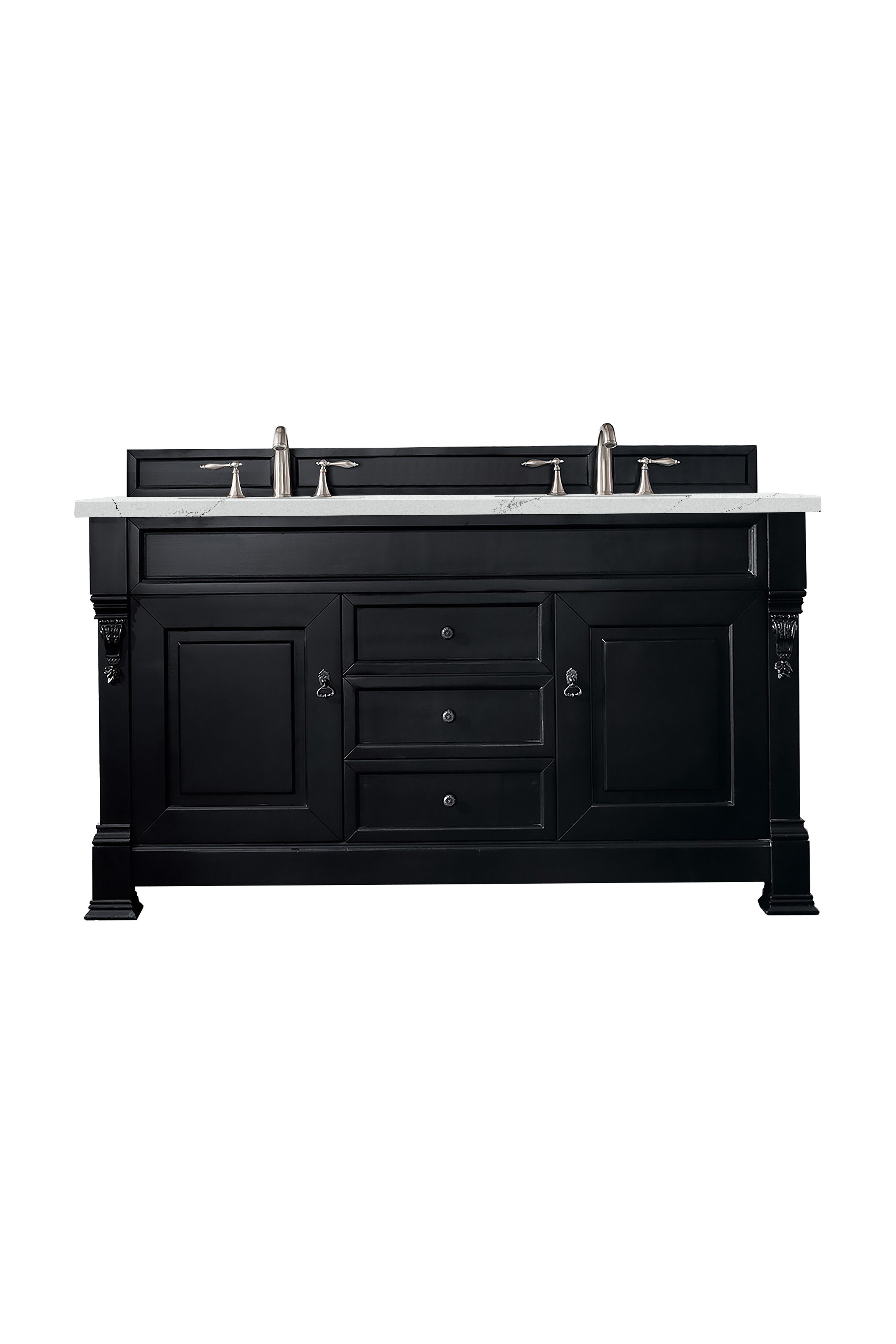 James Martin 147-114-5631-3ENC Brookfield 60" Antique Black Double Vanity w/ 3 CM Ethereal Noctis Quartz Top