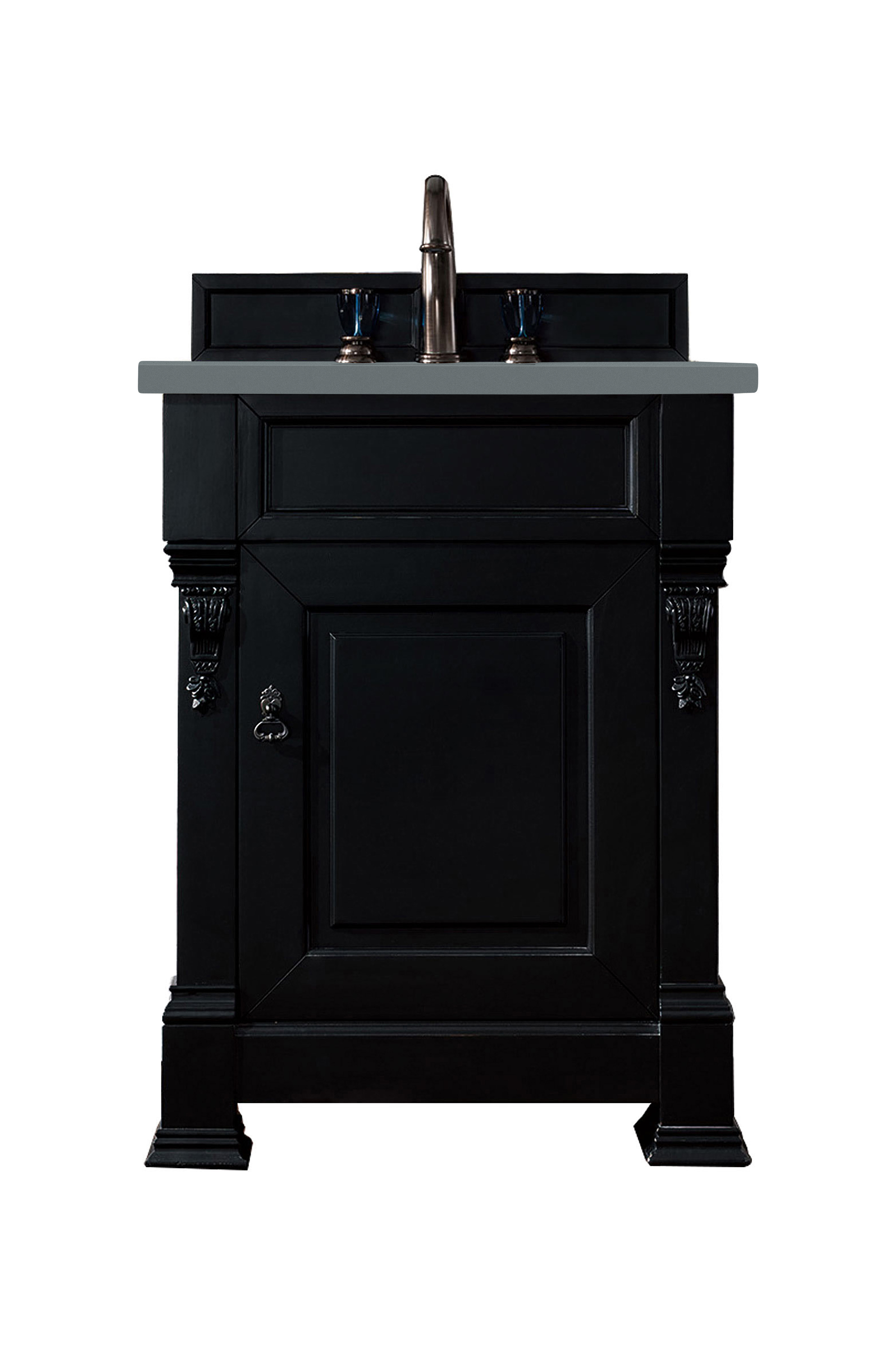 James Martin 147-114-V26-AQB-3CBL Brookfield 26" Antique Black Single Vanity w/ 3 CM Cala Blue Quartz Top