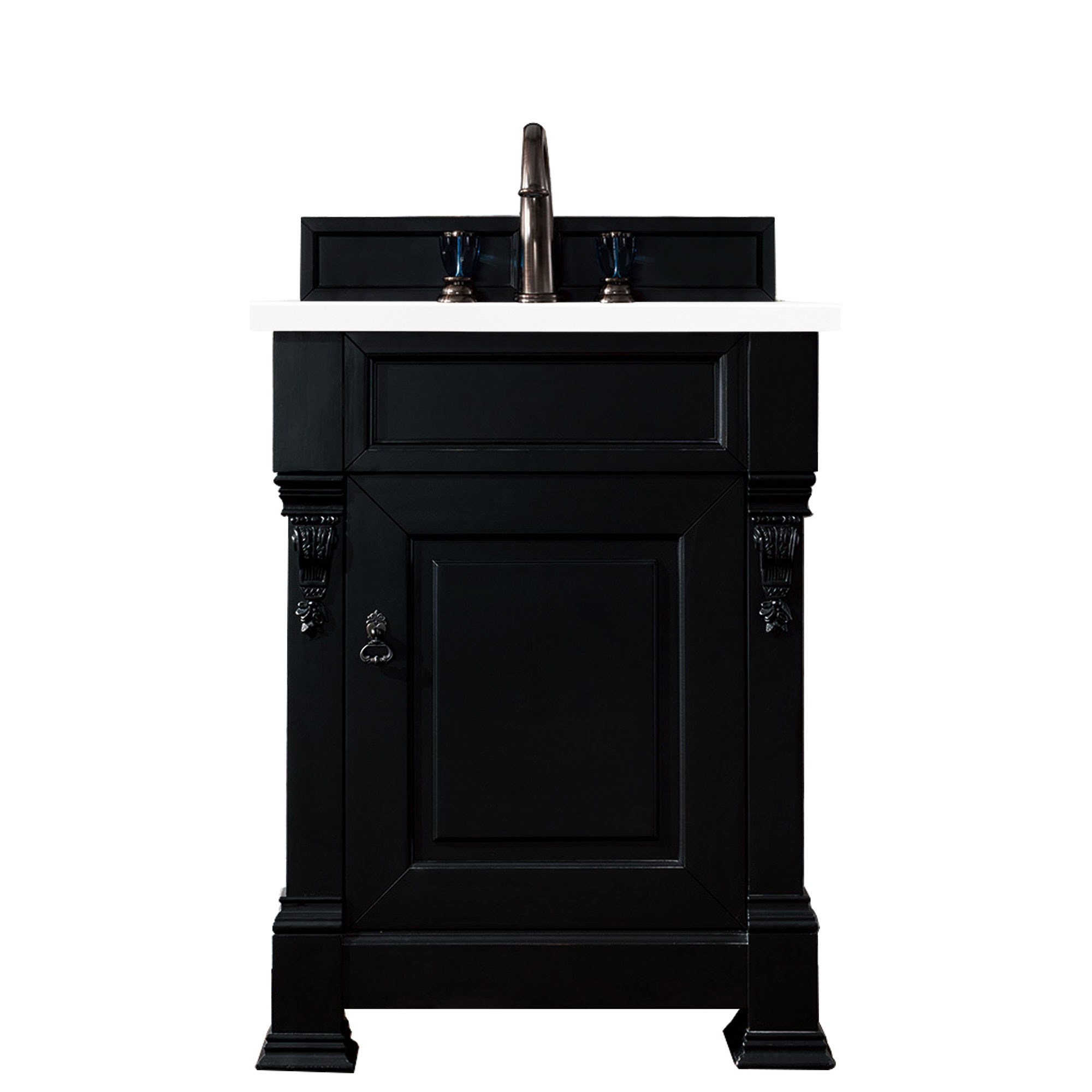 James Martin 147-114-V26-AQB-3CLW Brookfield 26" Antique Black Single Vanity w/ 3 CM Classic White Quartz Top