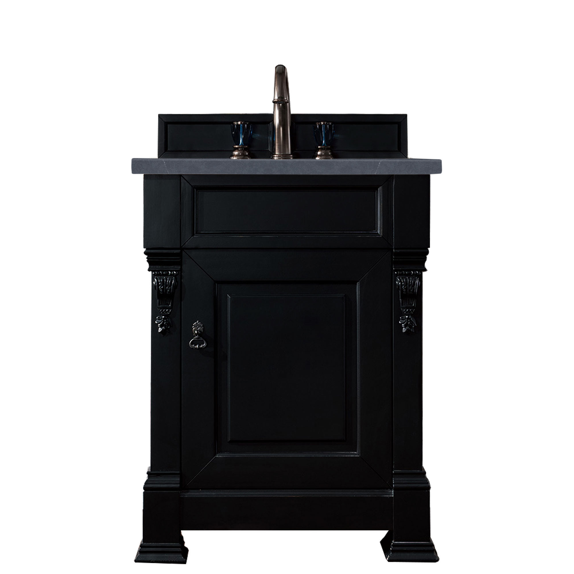 James Martin 147-114-V26-AQB-3CSP Brookfield 26" Antique Black Single Vanity w/ 3 CM Charcoal Soapstone Quartz Top