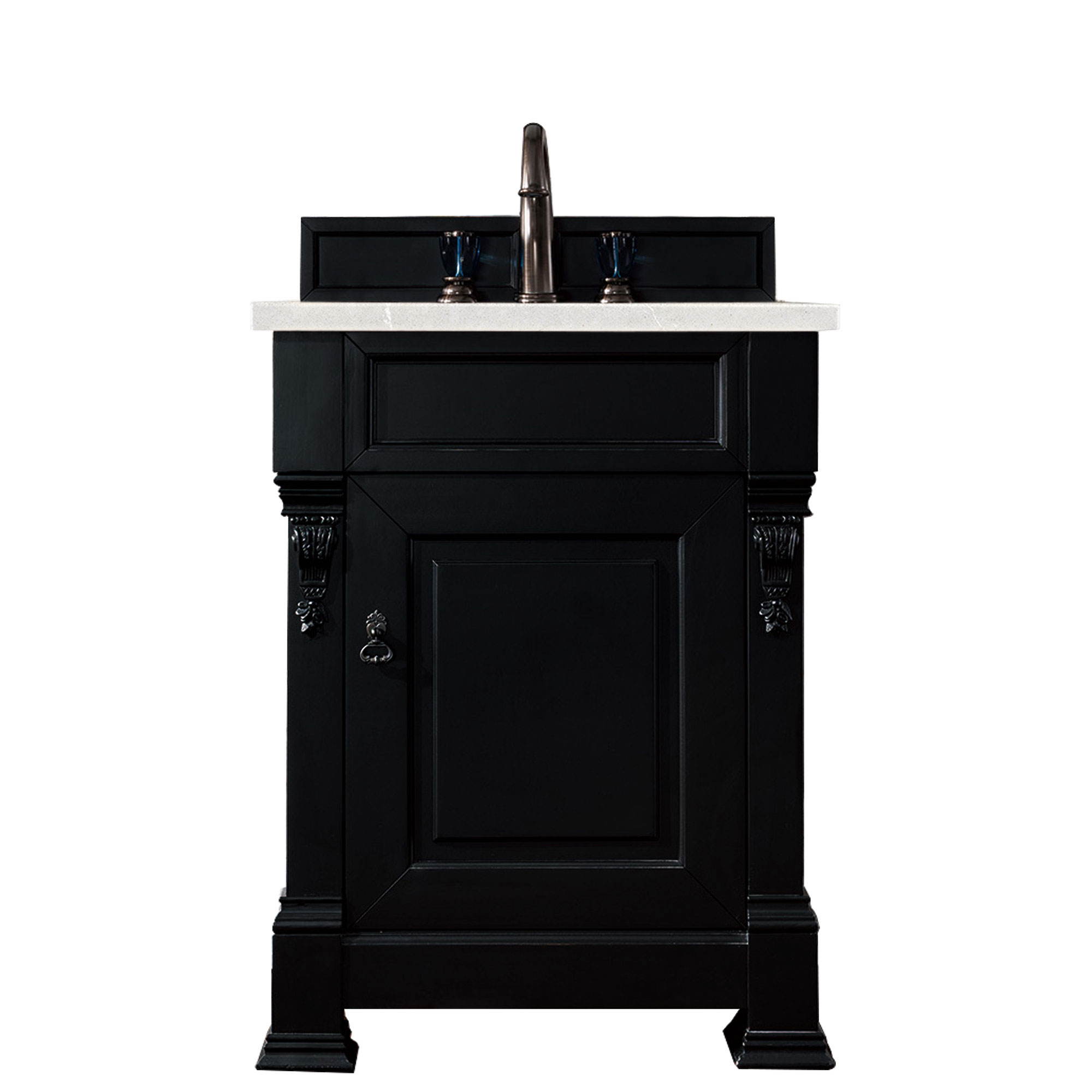 James Martin 147-114-V26-AQB-3ESR Brookfield 26" Antique Black Single Vanity w/ 3 CM Eternal Serena Quartz Top