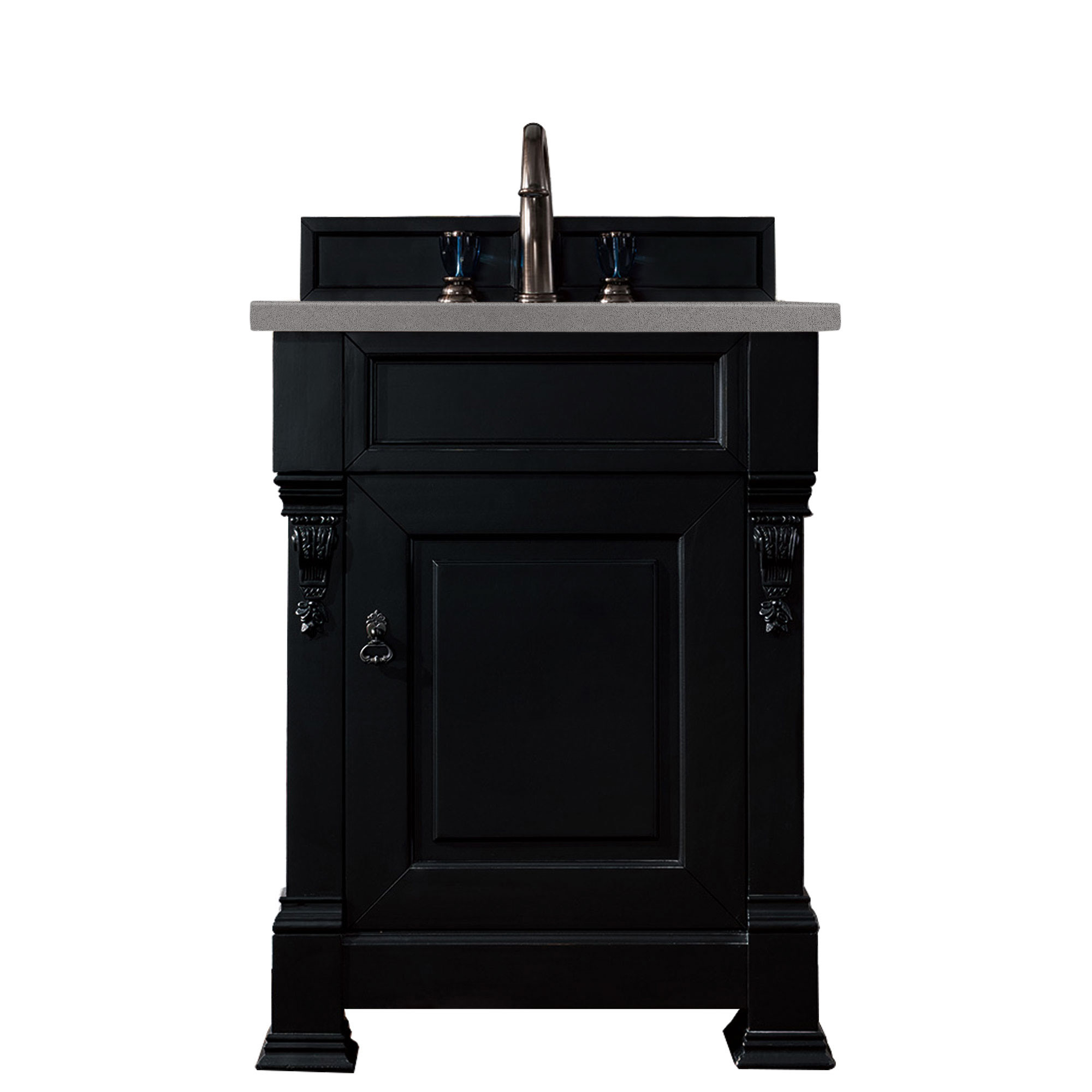 James Martin 147-114-V26-AQB-3GEX Brookfield 26" Antique Black Single Vanity w/ 3 CM Grey Expo Quartz Top