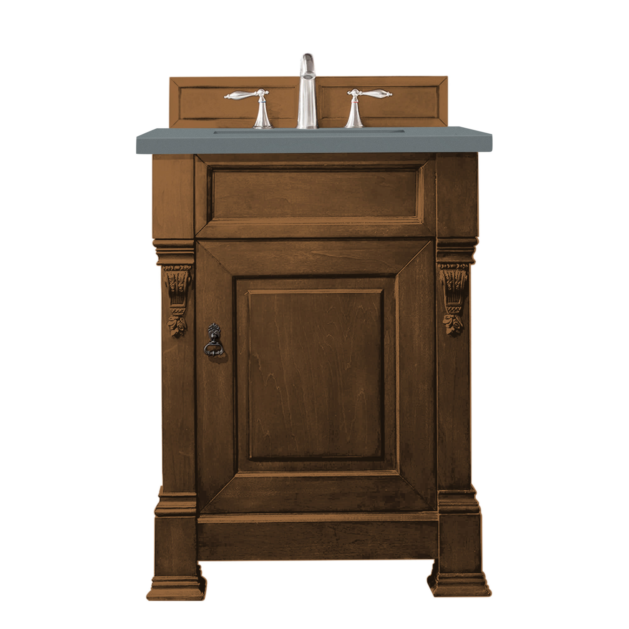 James Martin 147-114-V26-COK-3CBL Brookfield 26" Country Oak Single Vanity w/ 3 CM Cala Blue Quartz Top