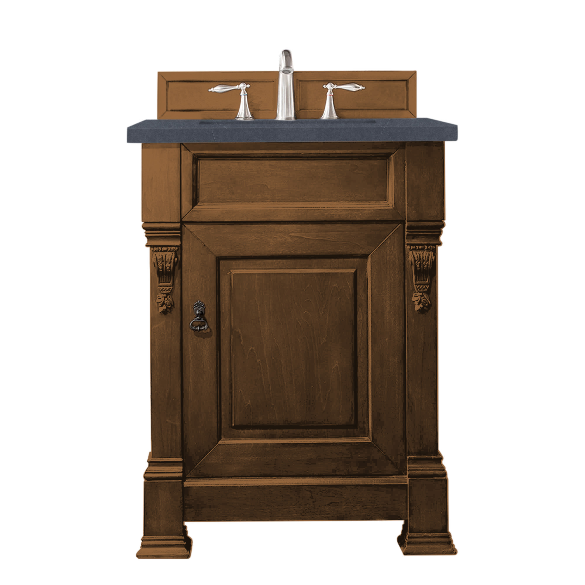 James Martin 147-114-V26-COK-3CSP Brookfield 26" Country Oak Single Vanity w/ 3 CM Charcoal Soapstone Quartz Top