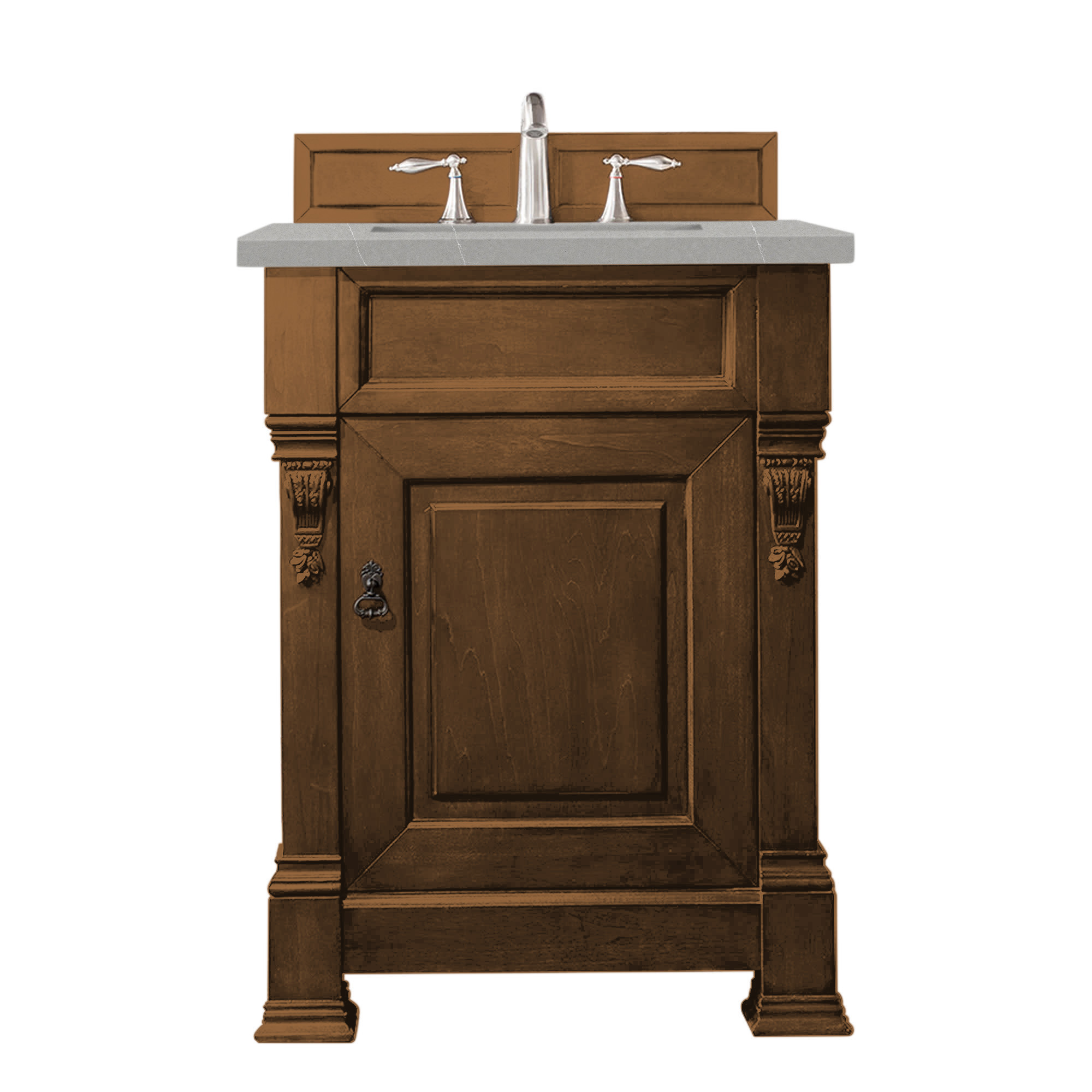 James Martin 147-114-V26-COK-3ESR Brookfield 26" Country Oak Single Vanity w/ 3 CM Eternal Serena Quartz Top