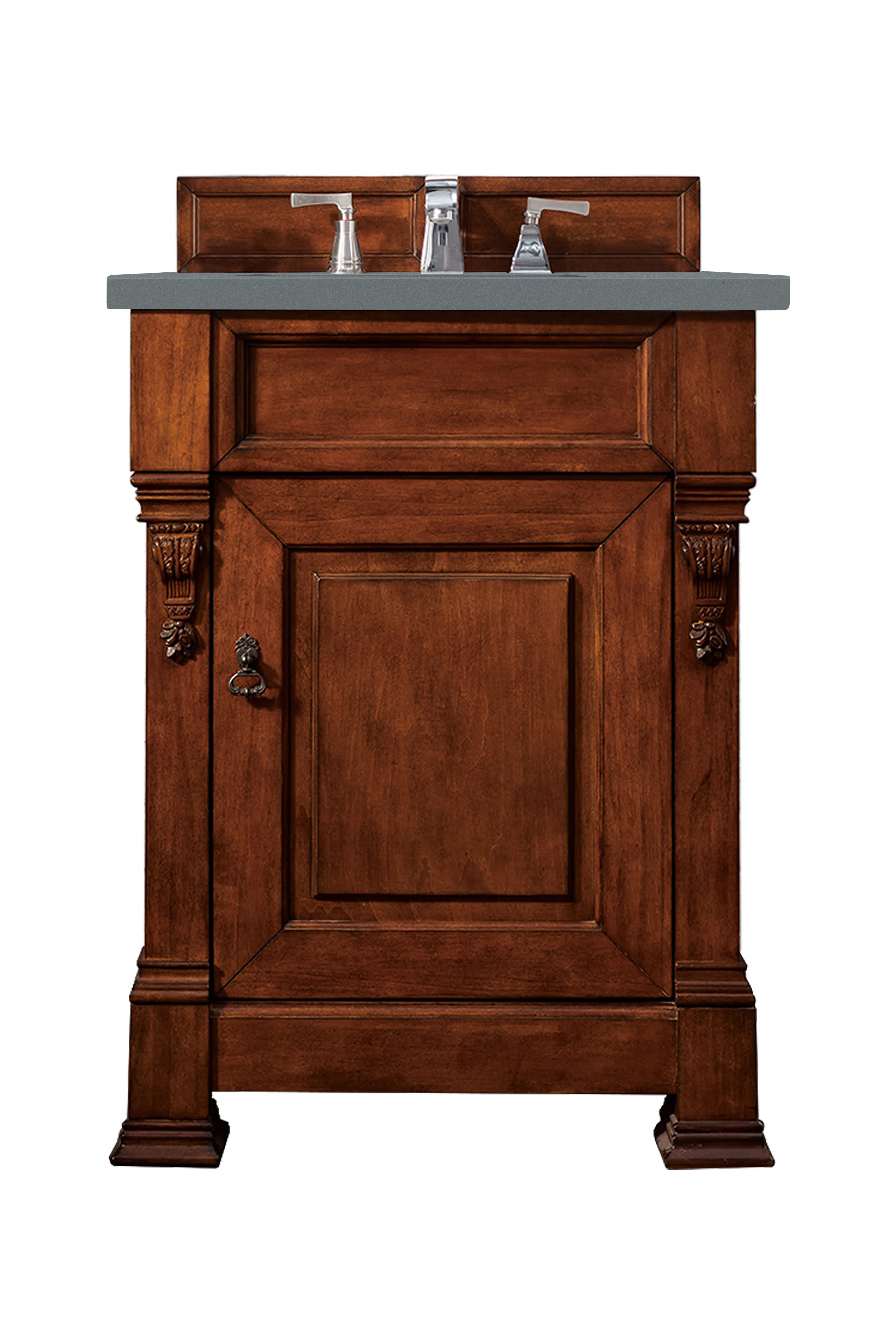 James Martin 147-114-V26-WCH-3CBL Brookfield 26" Warm Cherry Single Vanity w/ 3 CM Cala Blue Quartz Top