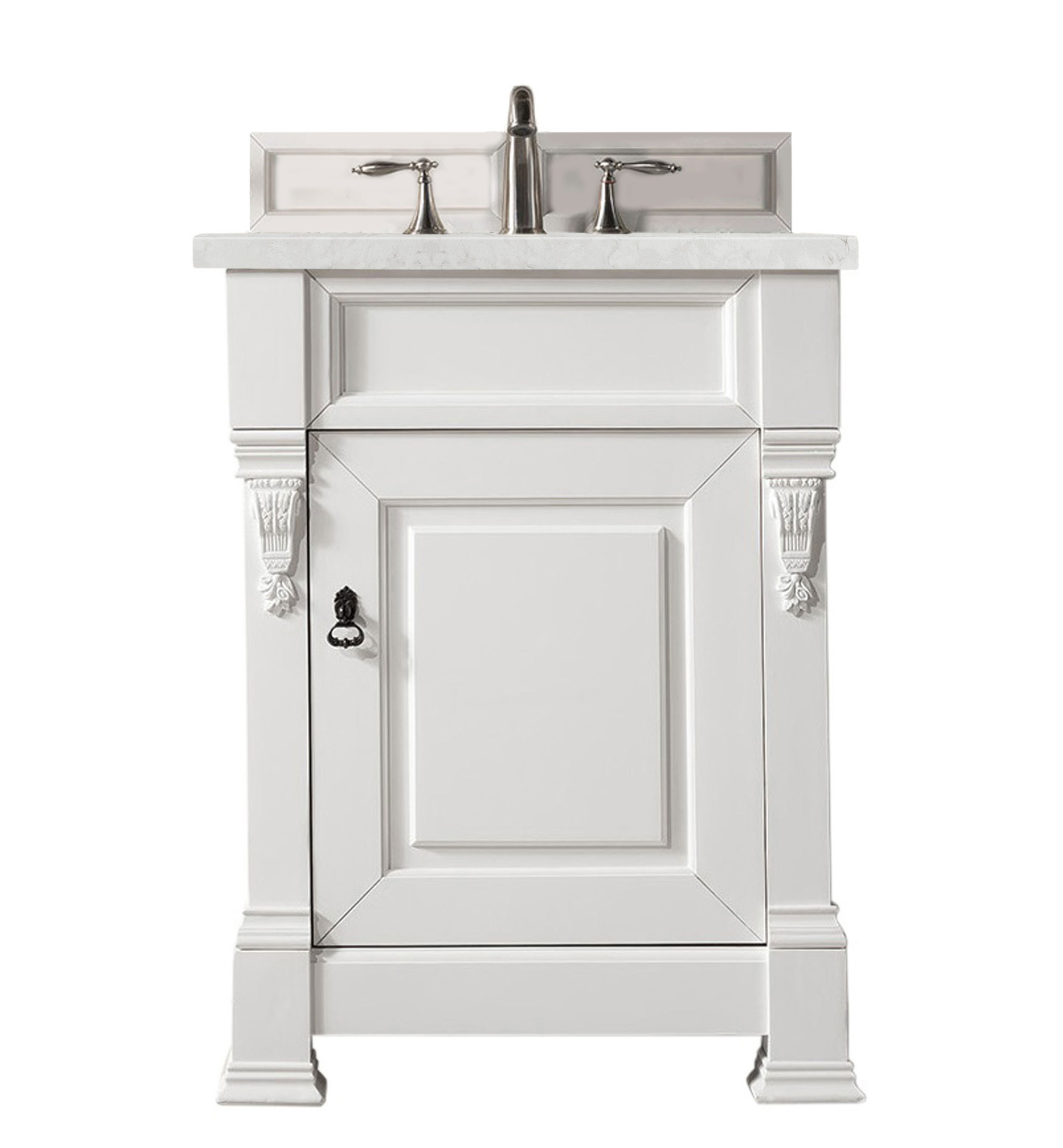 James Martin 147-V26-BW-3EJP Brookfield 26" Bright White Single Vanity w/ 3 CM Eternal Jasmine Pearl Quartz Top