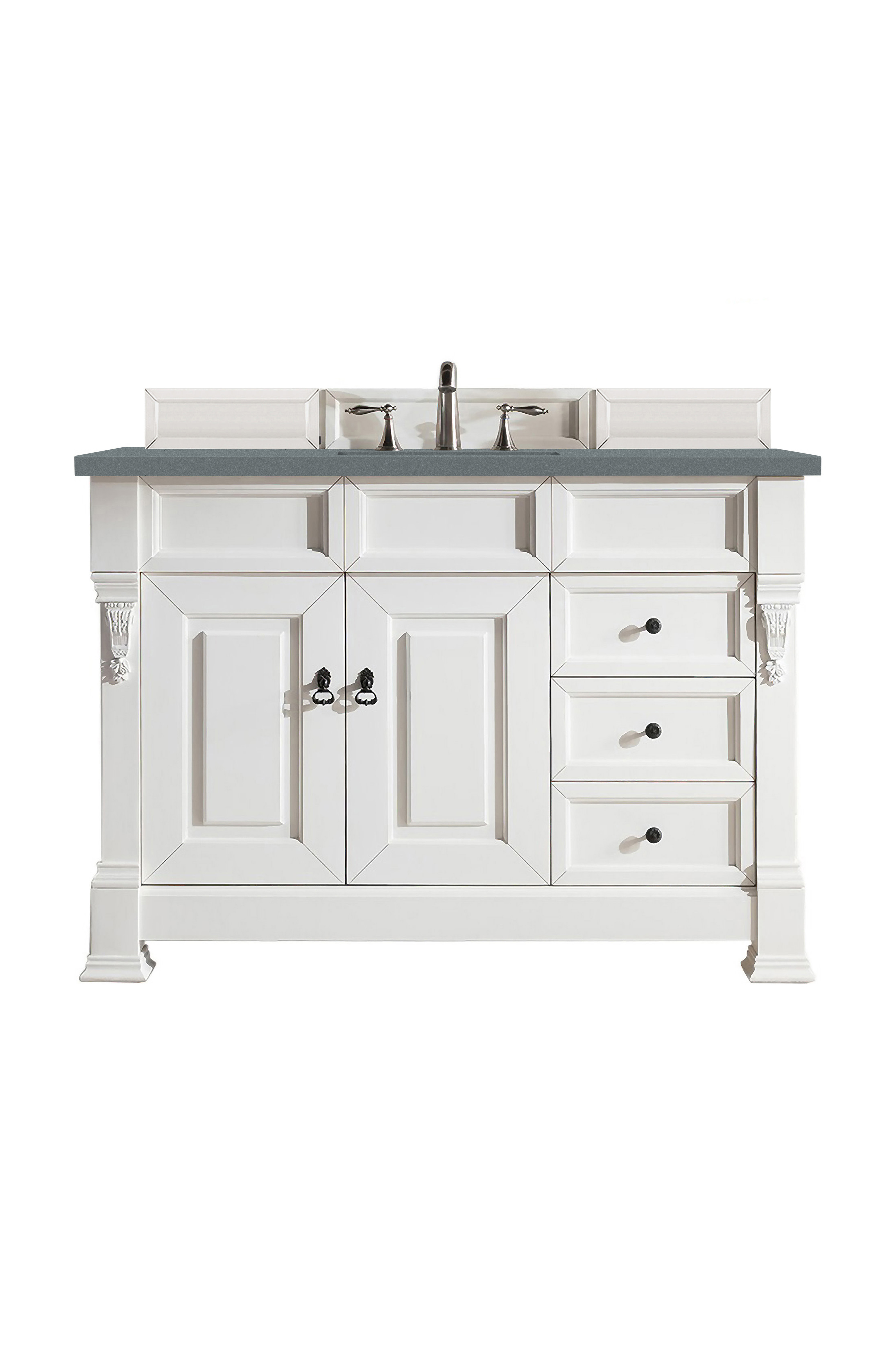 James Martin 147-V48-BW-3CBL Brookfield 48" Bright White Single Vanity w/ 3 CM Cala Blue Quartz Top