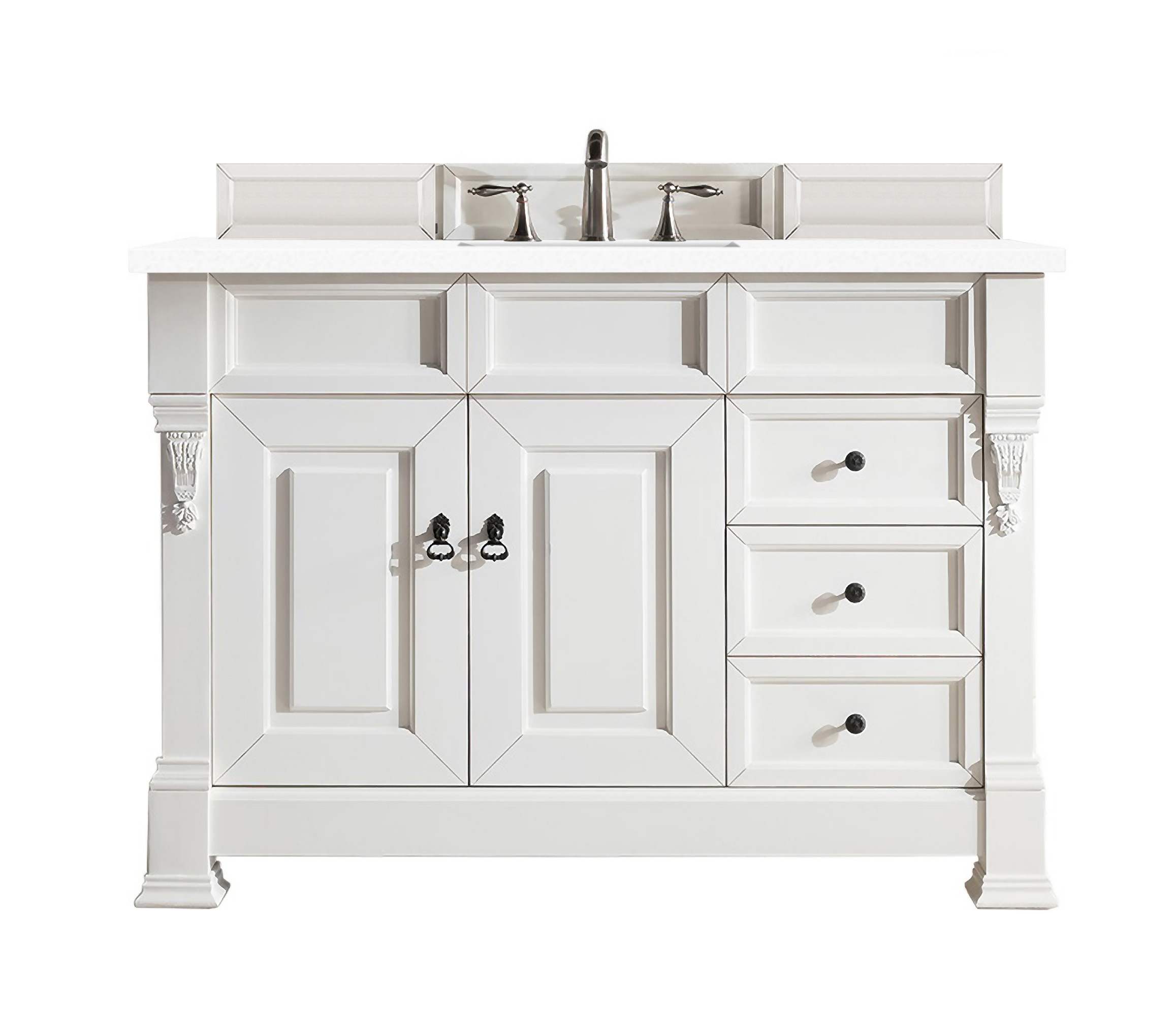 James Martin 147-V48-BW-3CLW Brookfield 48" Bright White Single Vanity w/ 3 CM Classic White Quartz Top