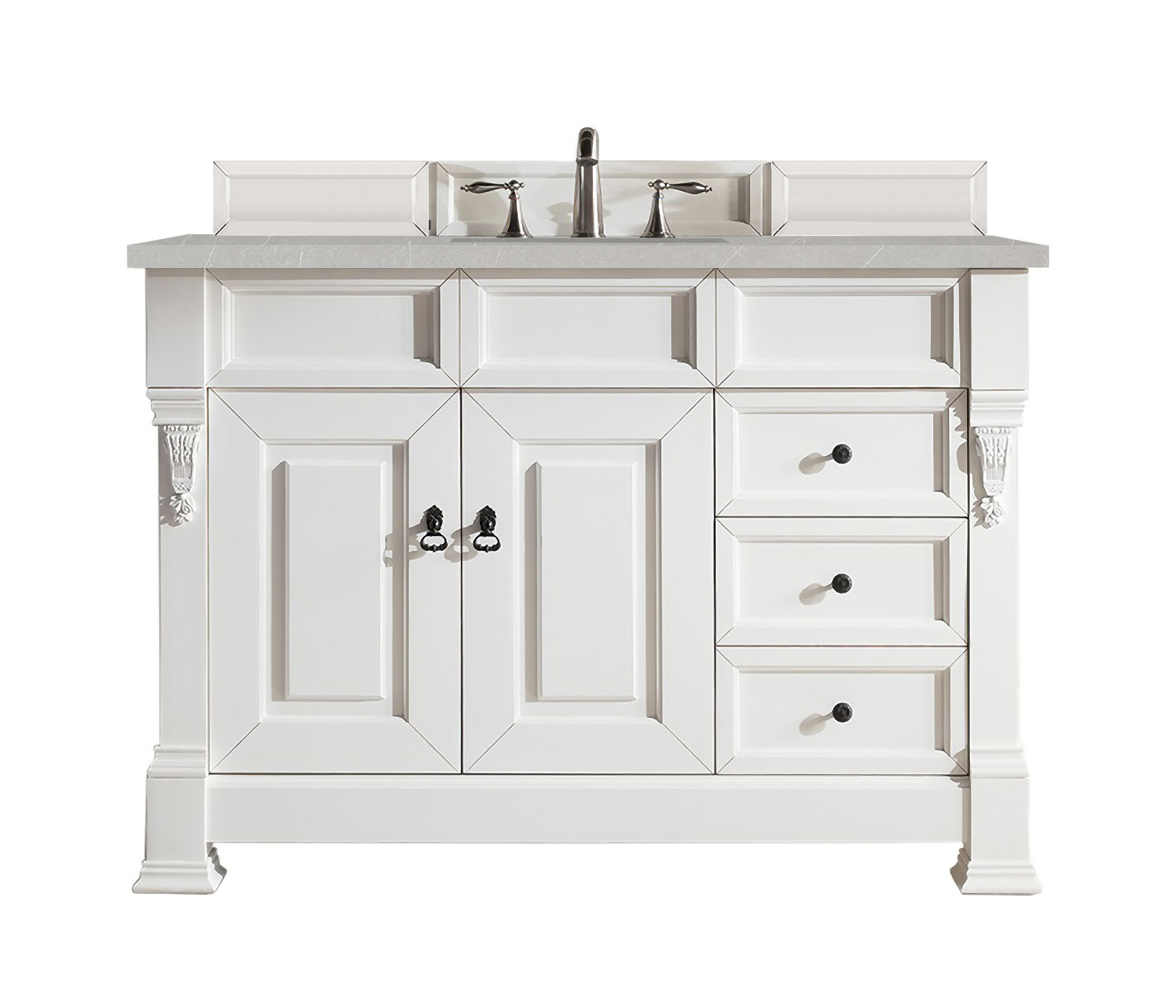 James Martin 147-V48-BW-3ESR Brookfield 48" Bright White Single Vanity w/ 3 CM Eternal Serena Quartz Top