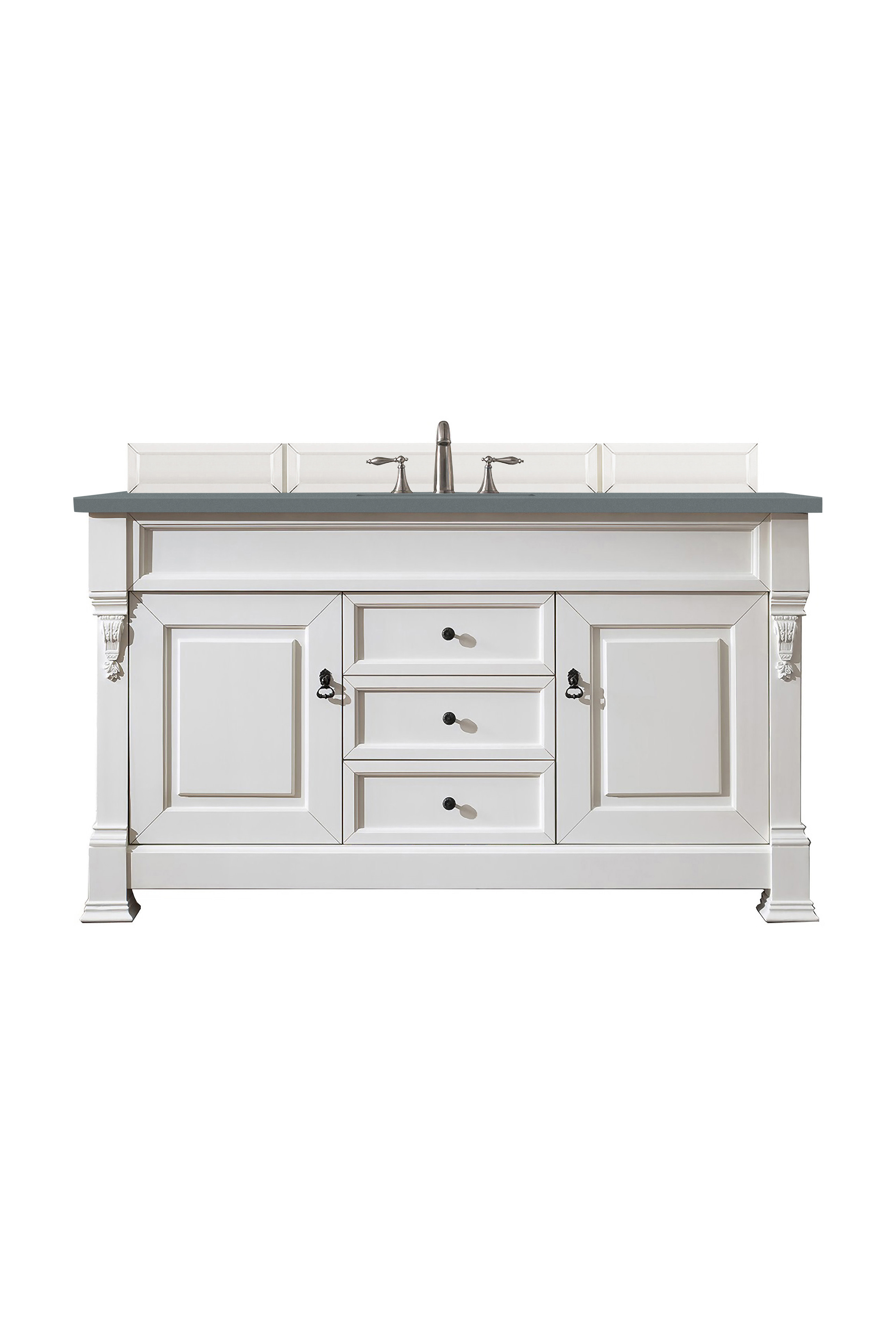 James Martin 147-V60S-BW-3CBL Brookfield 60" Bright White Single Vanity w/ 3 CM Cala Blue Quartz Top