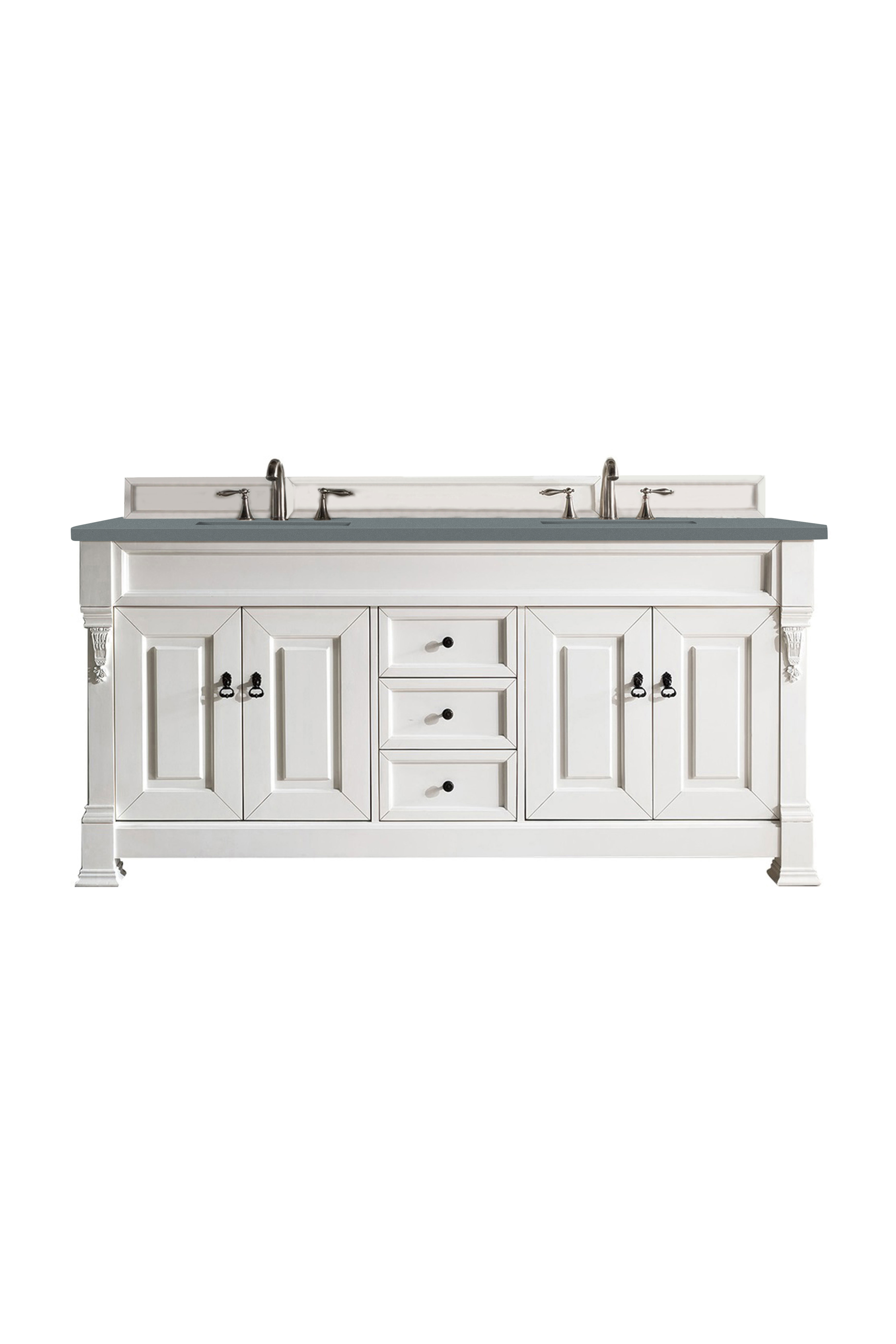 James Martin 147-V72-BW-3CBL Brookfield 72" Bright White Double Vanity w/ 3 CM Cala Blue Quartz Top