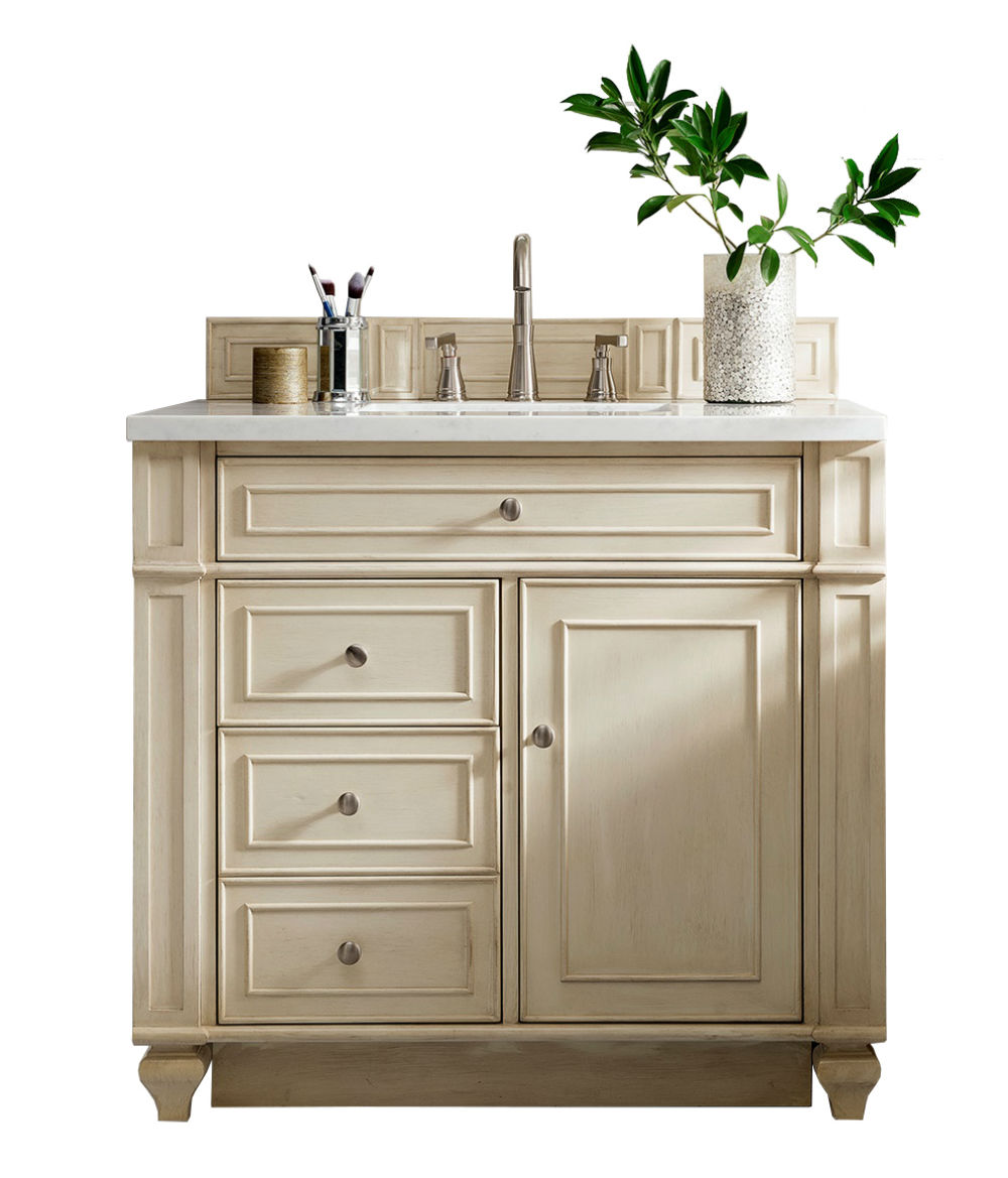 James Martin 157-V36-VV-3AF Bristol 36" Single Vanity, Vintage Vanilla w/ 3 CM Arctic Fall Solid Surface Top