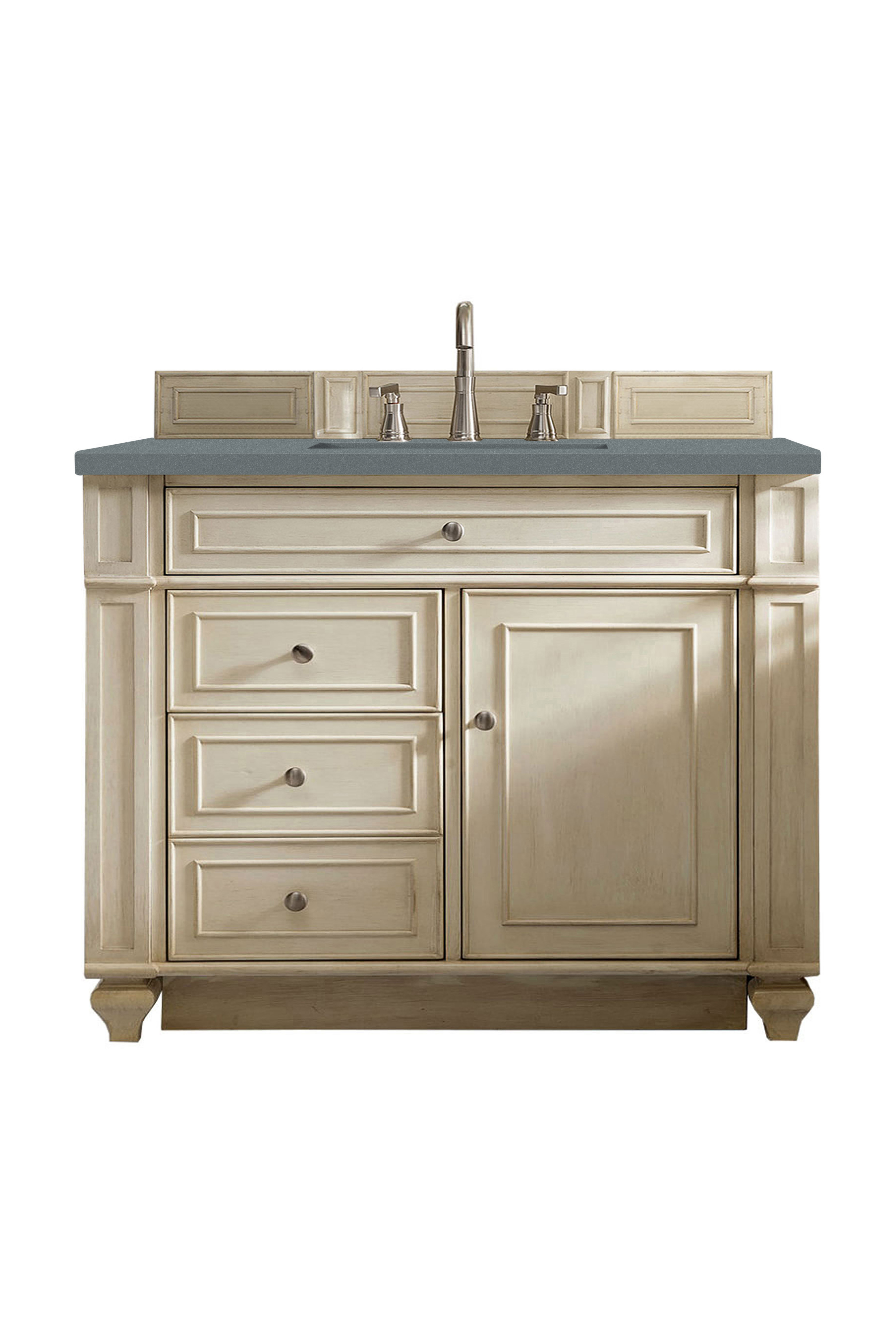 James Martin 157-V36-VV-3CBL Bristol 36" Single Vanity, Vintage Vanilla, w/ 3 CM Cala Blue Quartz Top