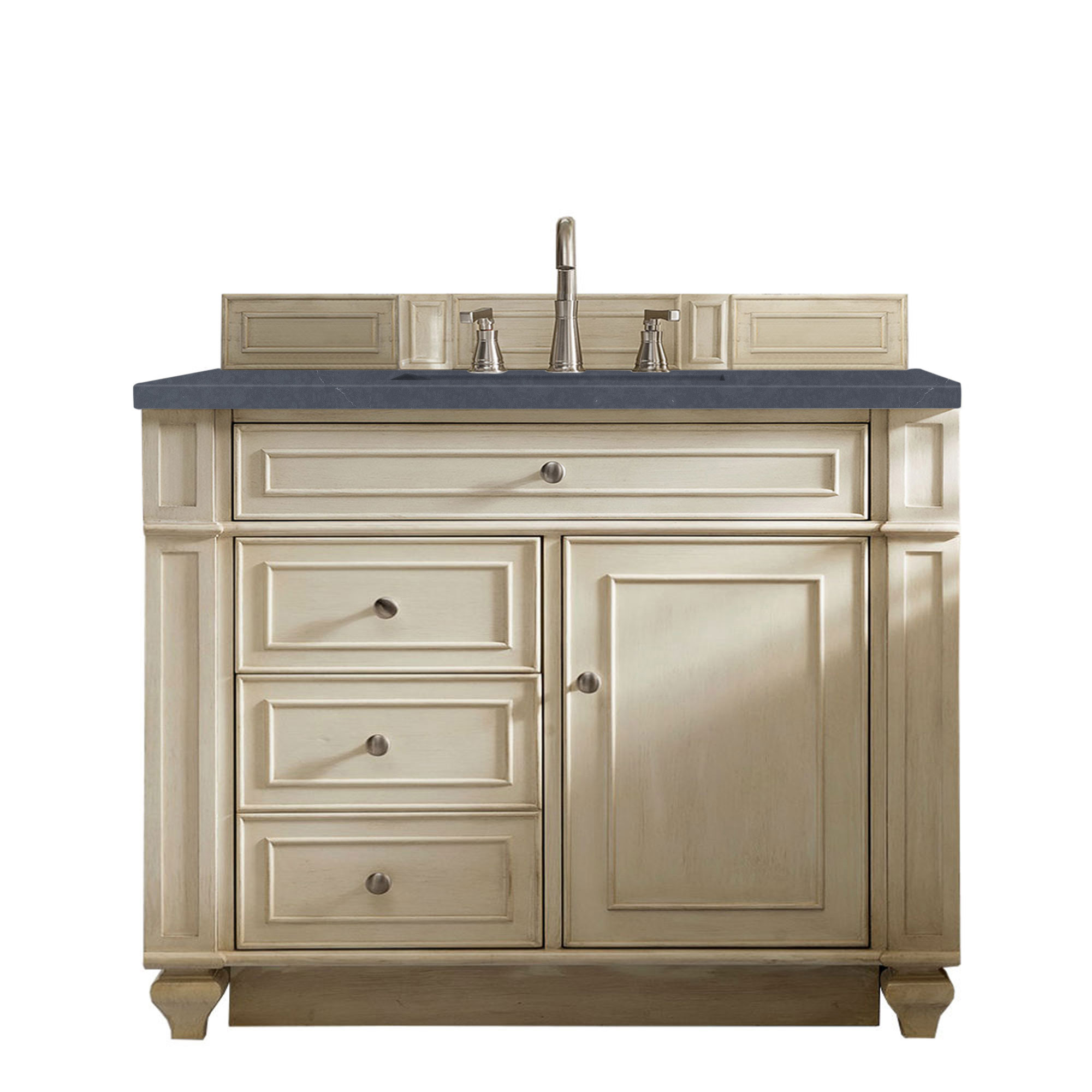 James Martin 157-V36-VV-3CSP Bristol 36" Single Vanity, Vintage Vanilla, w/ 3 CM Charcoal Soapstone Quartz Top