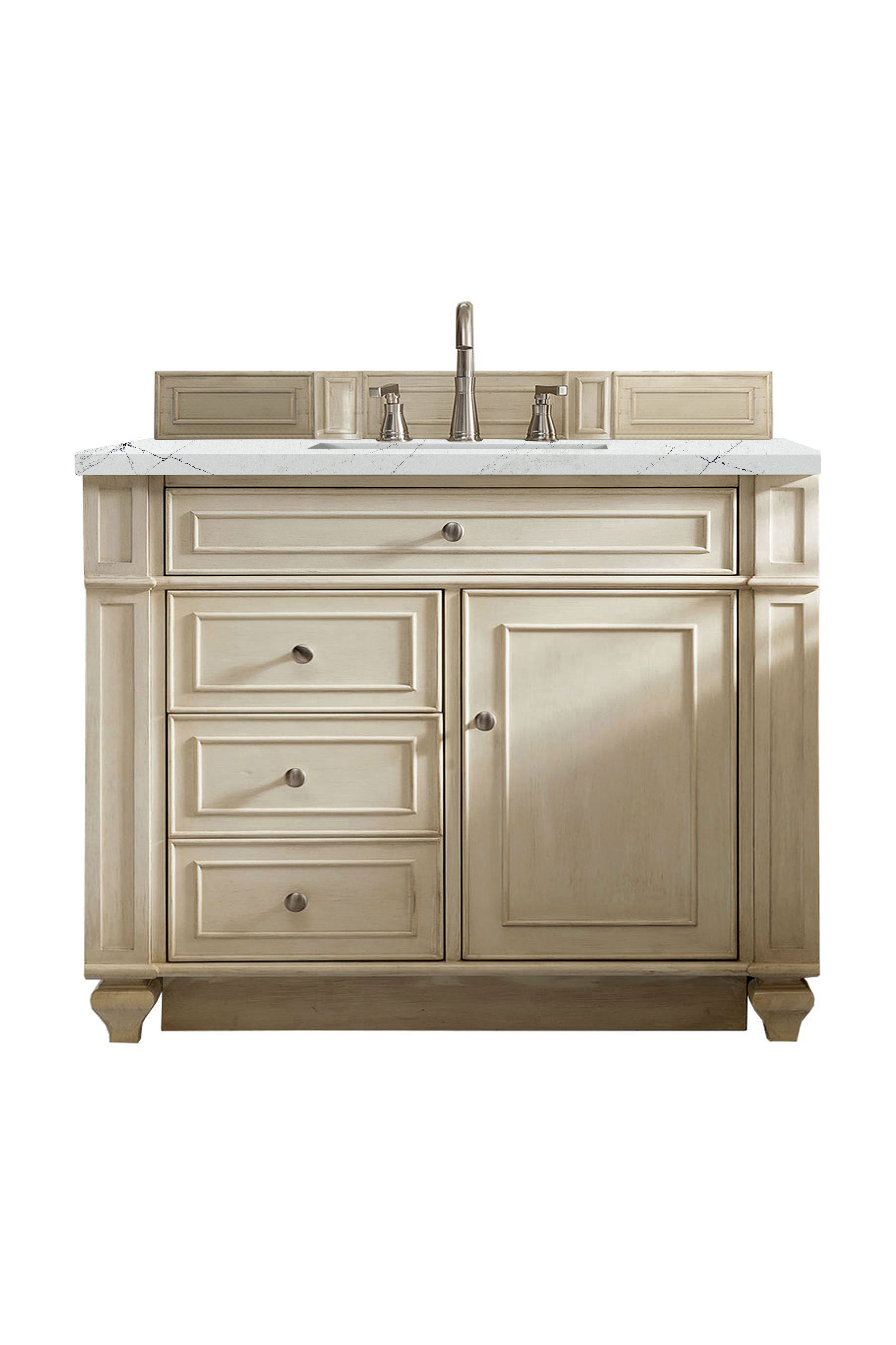 James Martin 157-V36-VV-3ENC Bristol 36" Single Vanity, Vintage Vanilla, w/ 3 CM Ethereal Noctis Quartz Top