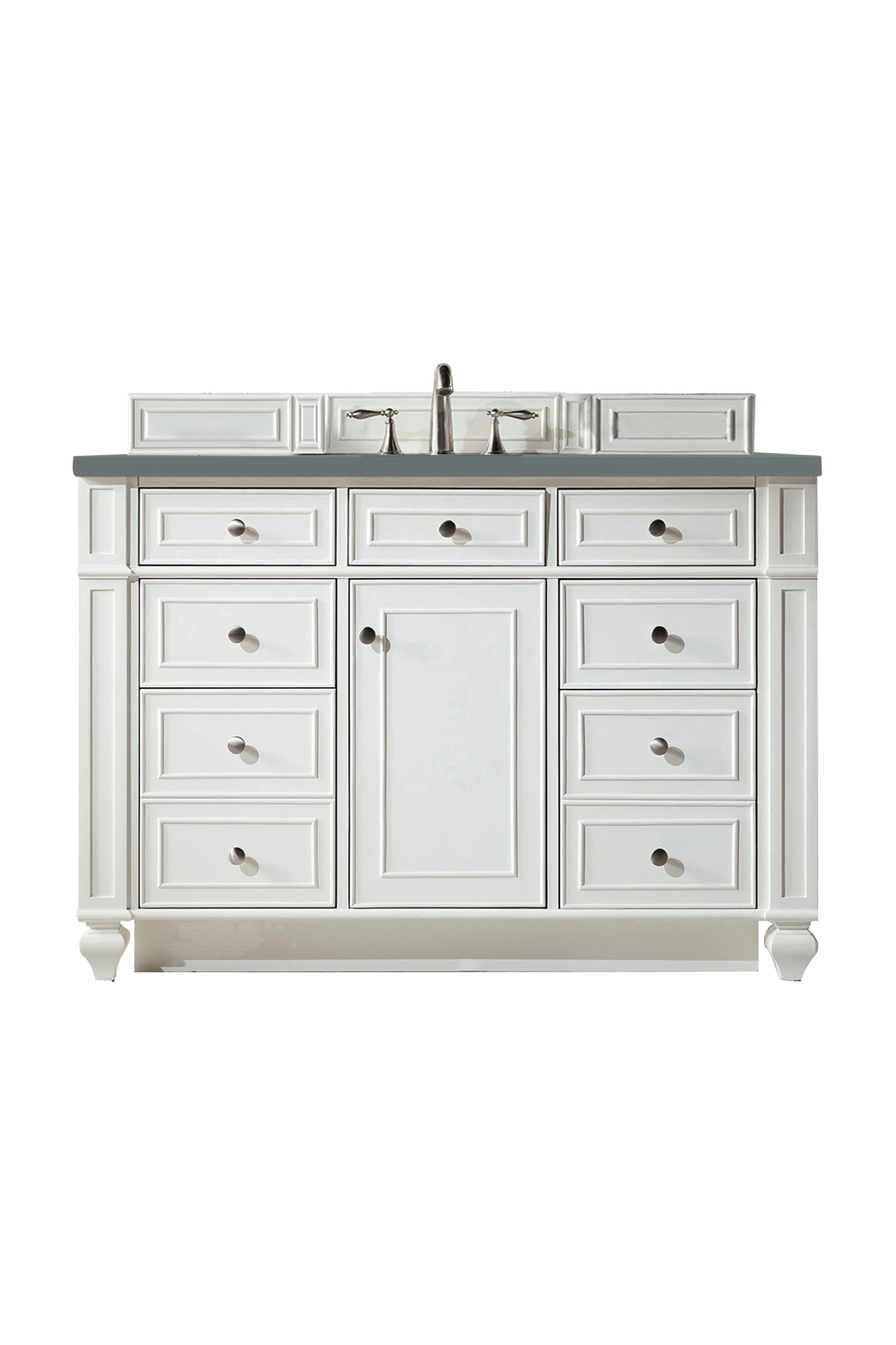 James Martin 157-V48-BW-3CBL Bristol 48" Single Vanity, Bright White, w/ 3 CM Cala Blue Quartz Top