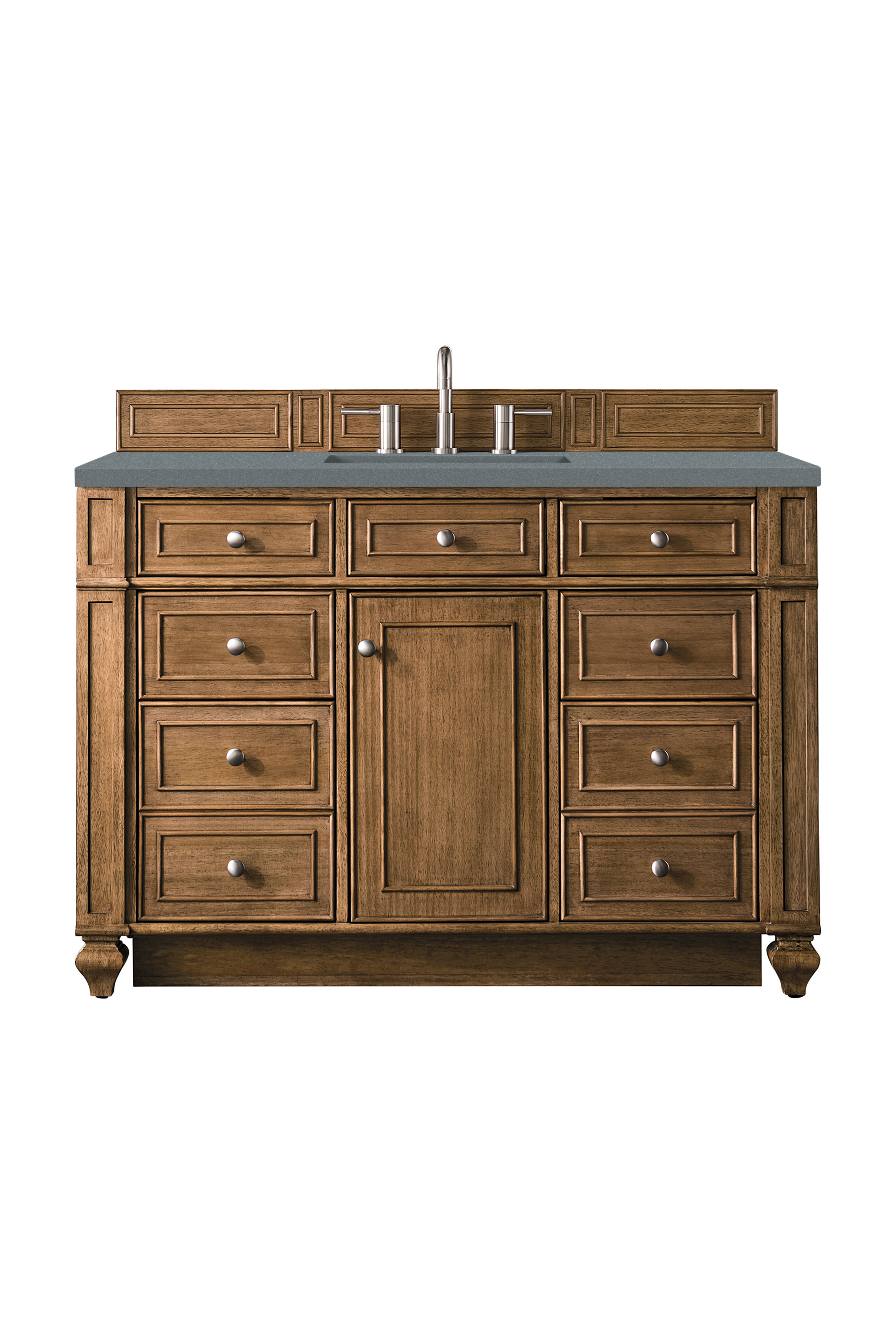 James Martin 157-V48-SBR-3CBL Bristol 48" Single Vanity, Saddle Brown, w/ 3 CM Cala Blue Quartz Top