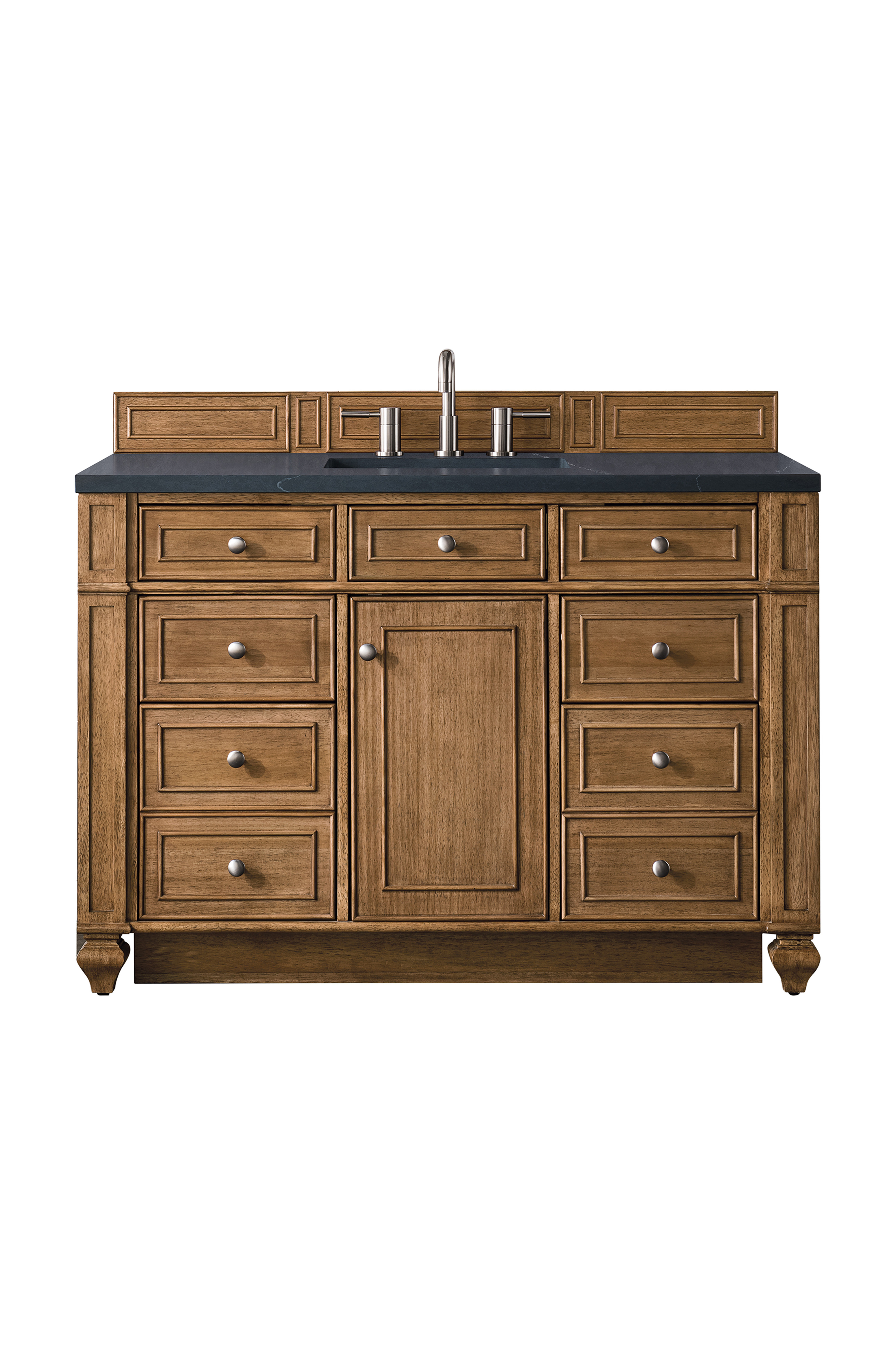 James Martin 157-V48-SBR-3CSP Bristol 48" Single Vanity, Saddle Brown, w/ 3 CM Charcoal Soapstone Quartz Top