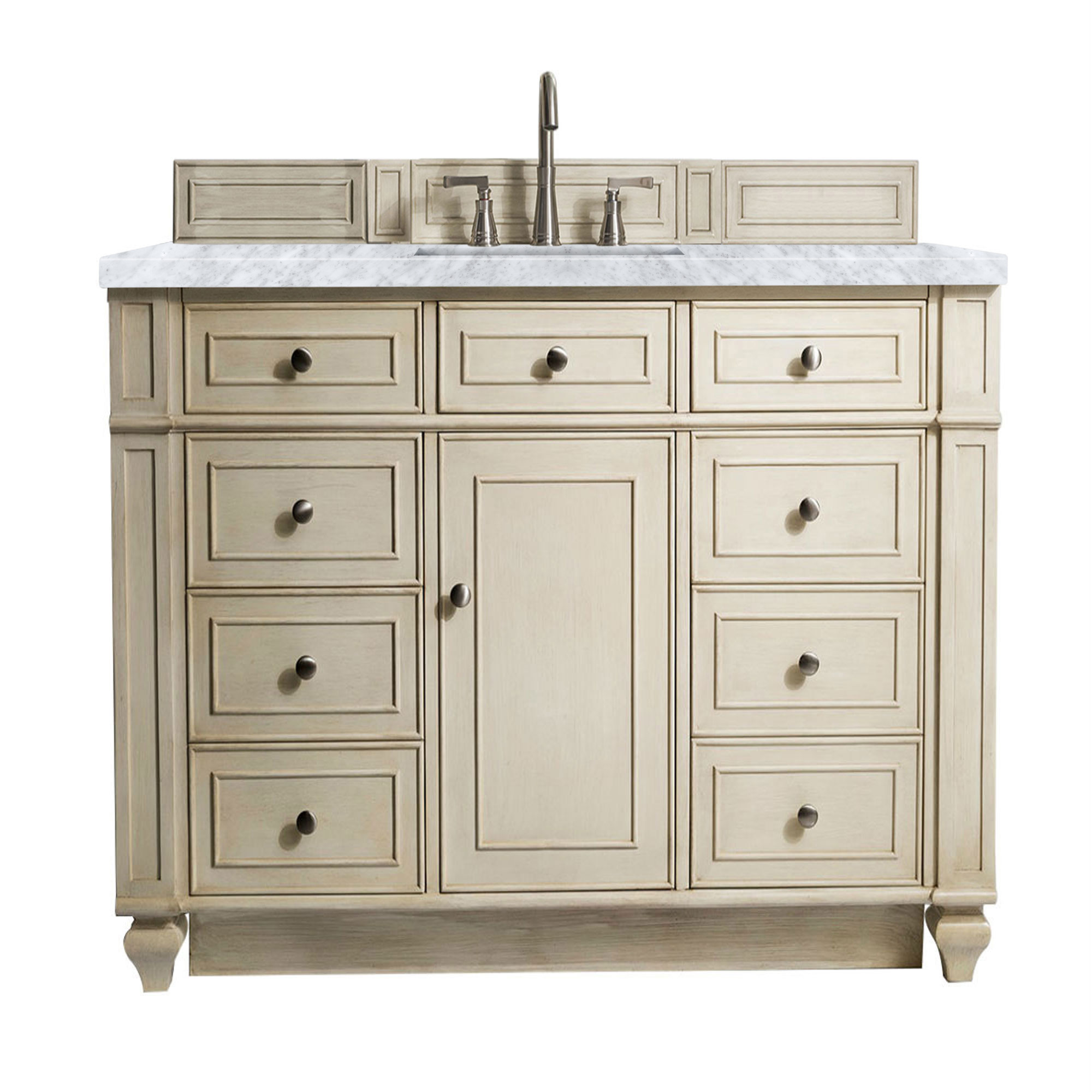 James Martin 157-V48-VV-3CAR Bristol 48" Single Vanity, Vintage Vanilla w/ 3 CM Carrara Marble Top