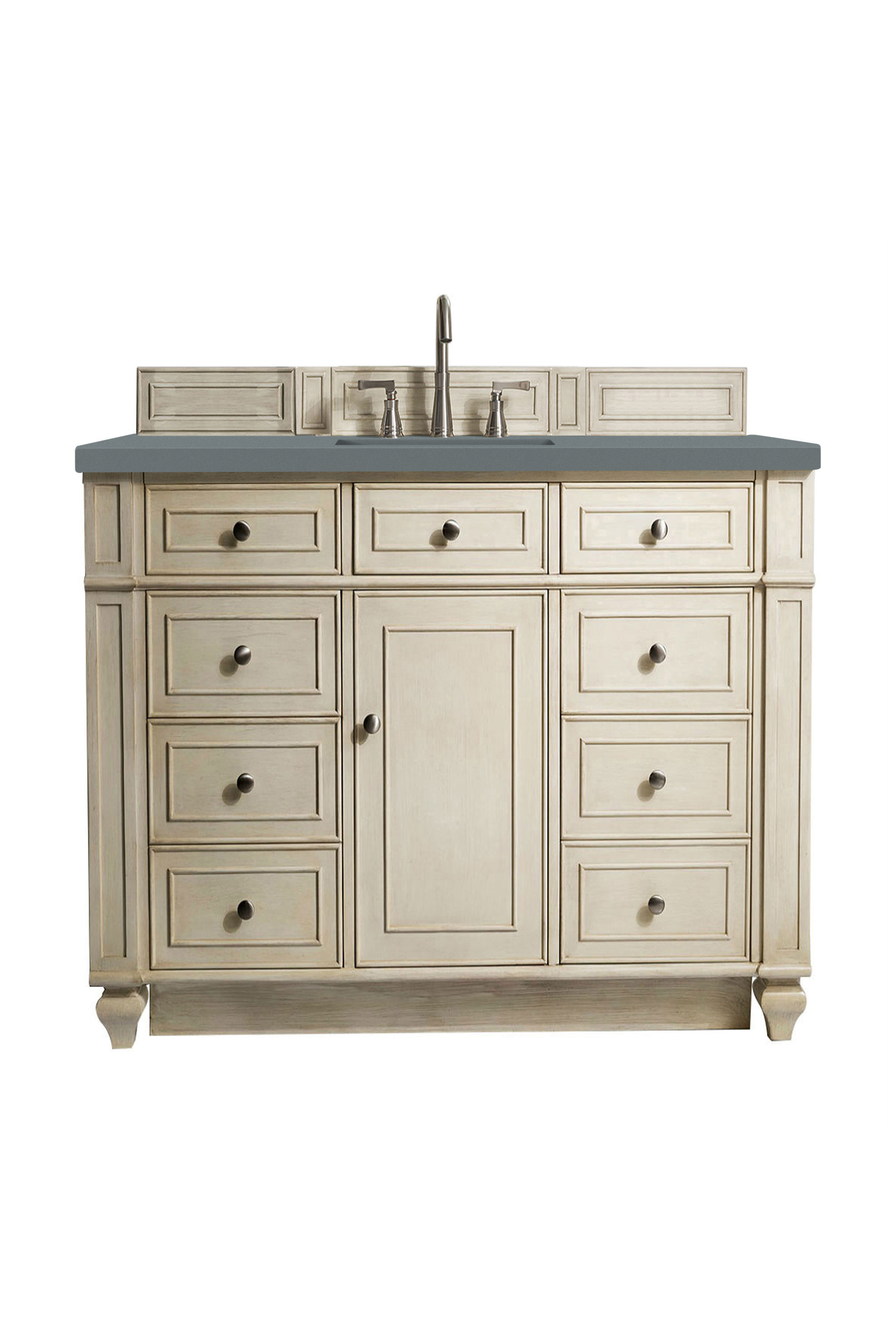 James Martin 157-V48-VV-3CBL Bristol 48" Single Vanity, Vintage Vanilla, w/ 3 CM Cala Blue Quartz Top