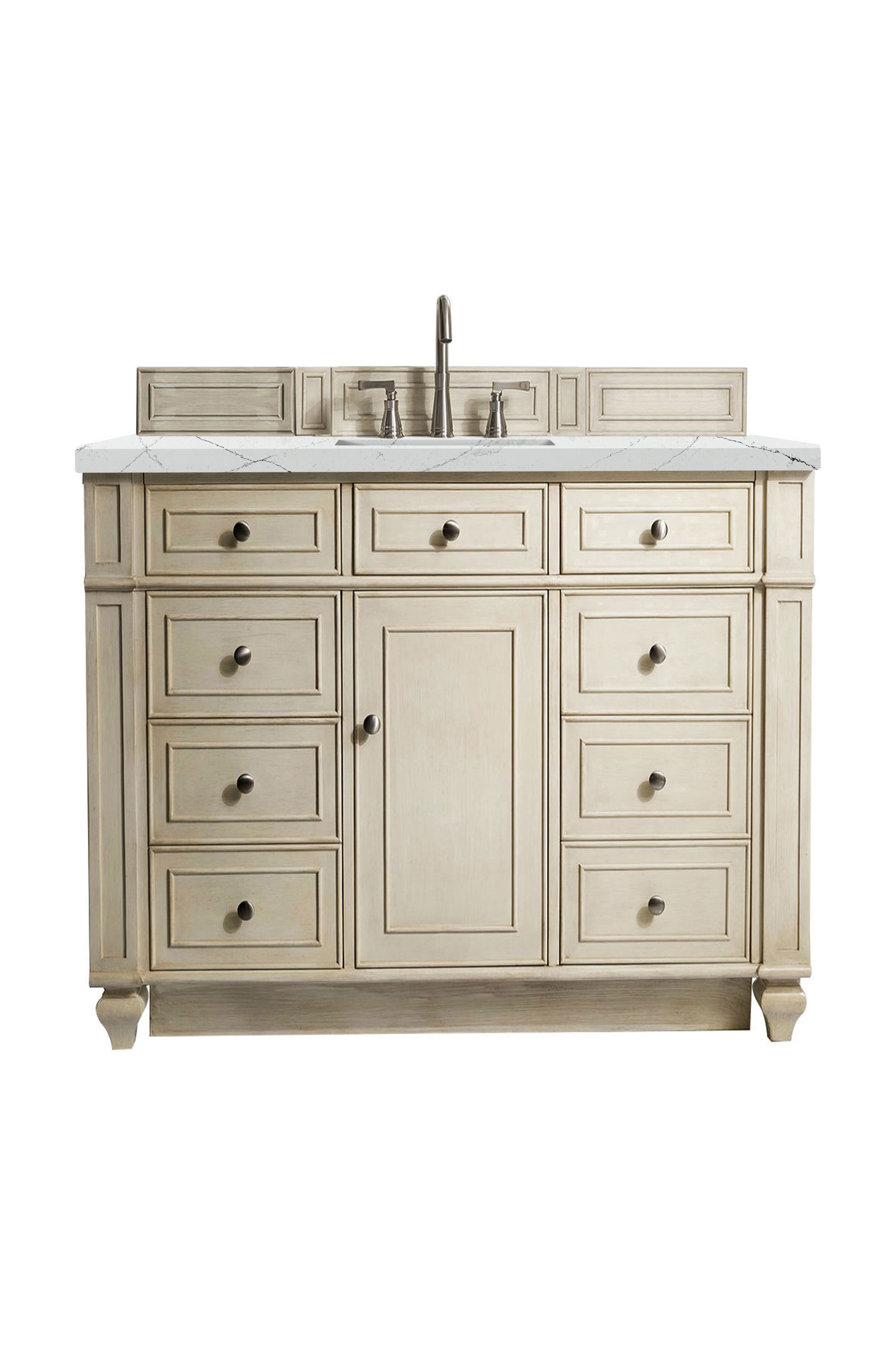 James Martin 157-V48-VV-3ENC Bristol 48" Single Vanity, Vintage Vanilla, w/ 3 CM Ethereal Noctis Quartz Top