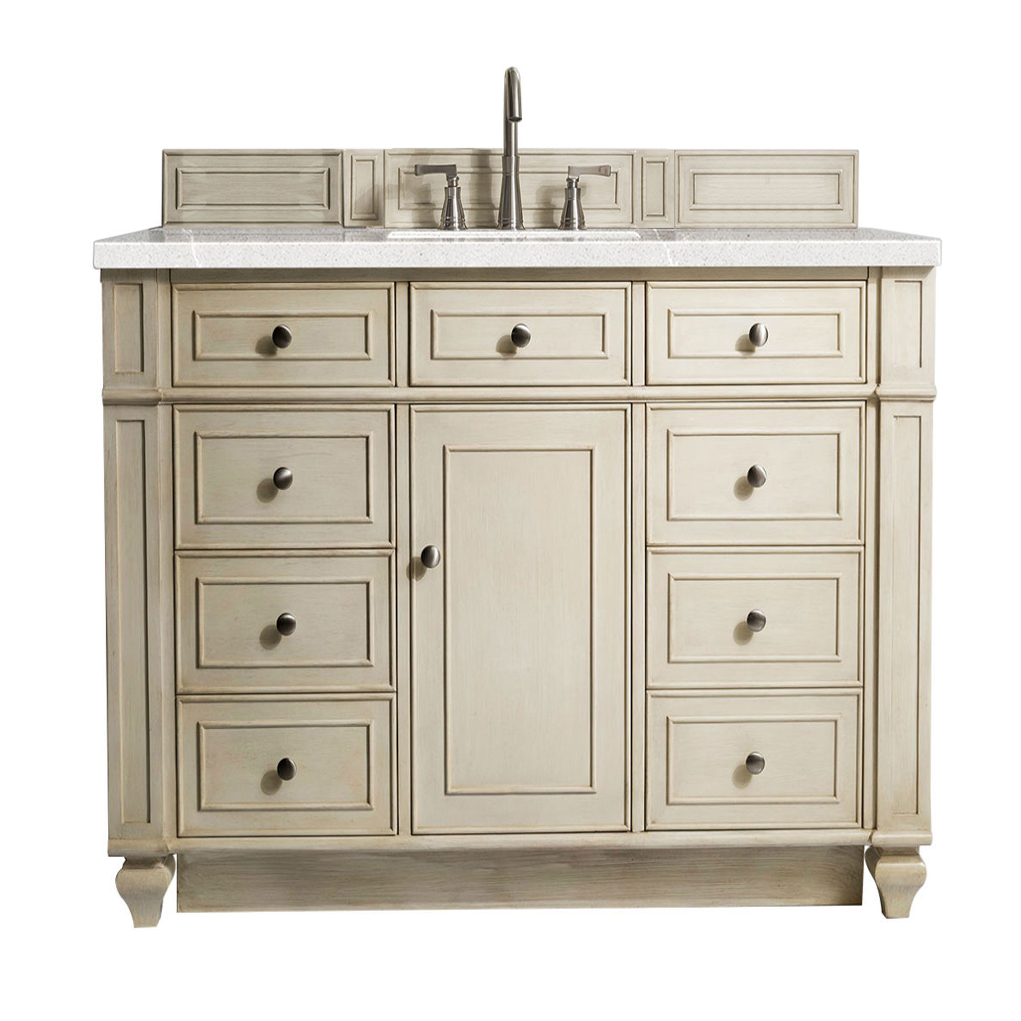 James Martin 157-V48-VV-3ESR Bristol 48" Single Vanity, Vintage Vanilla, w/ 3 CM Eternal Serena Quartz Top