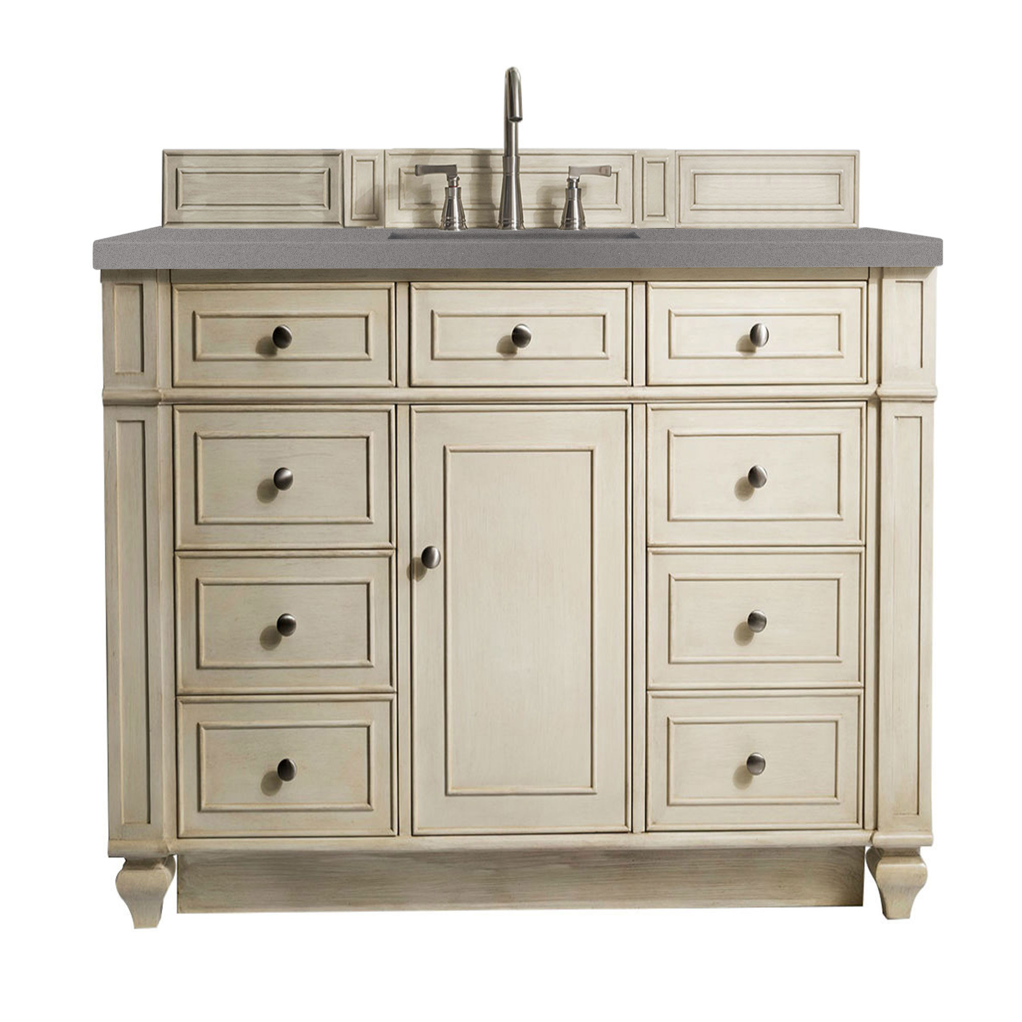 James Martin 157-V48-VV-3GEX Bristol 48" Single Vanity, Vintage Vanilla, w/ 3 CM Grey Expo Quartz Top