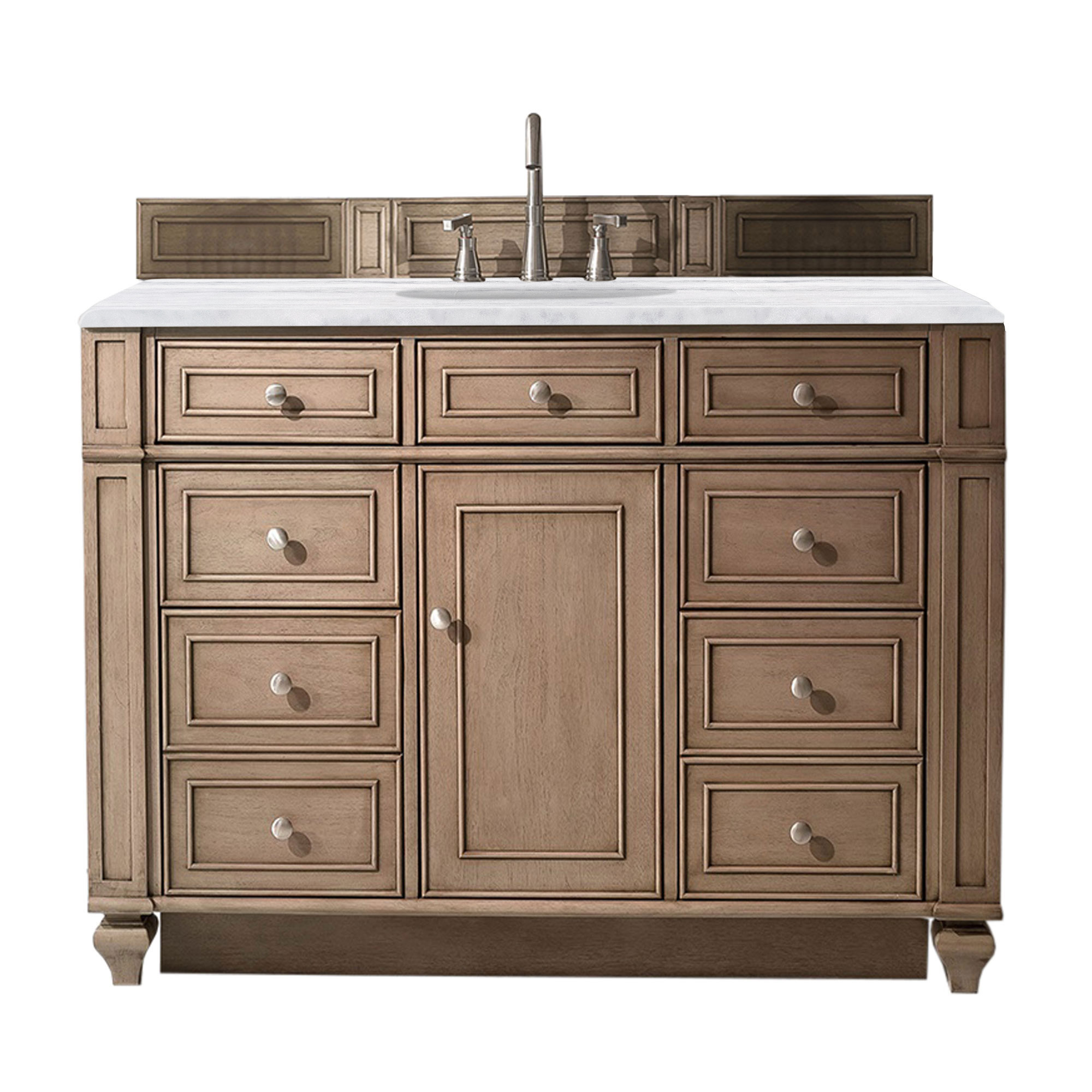 James Martin 157-V48-WW-3AF Bristol 48" Single Vanity Whitewashed Walnut w/ 3 CM Arctic Fall Solid Surface Top