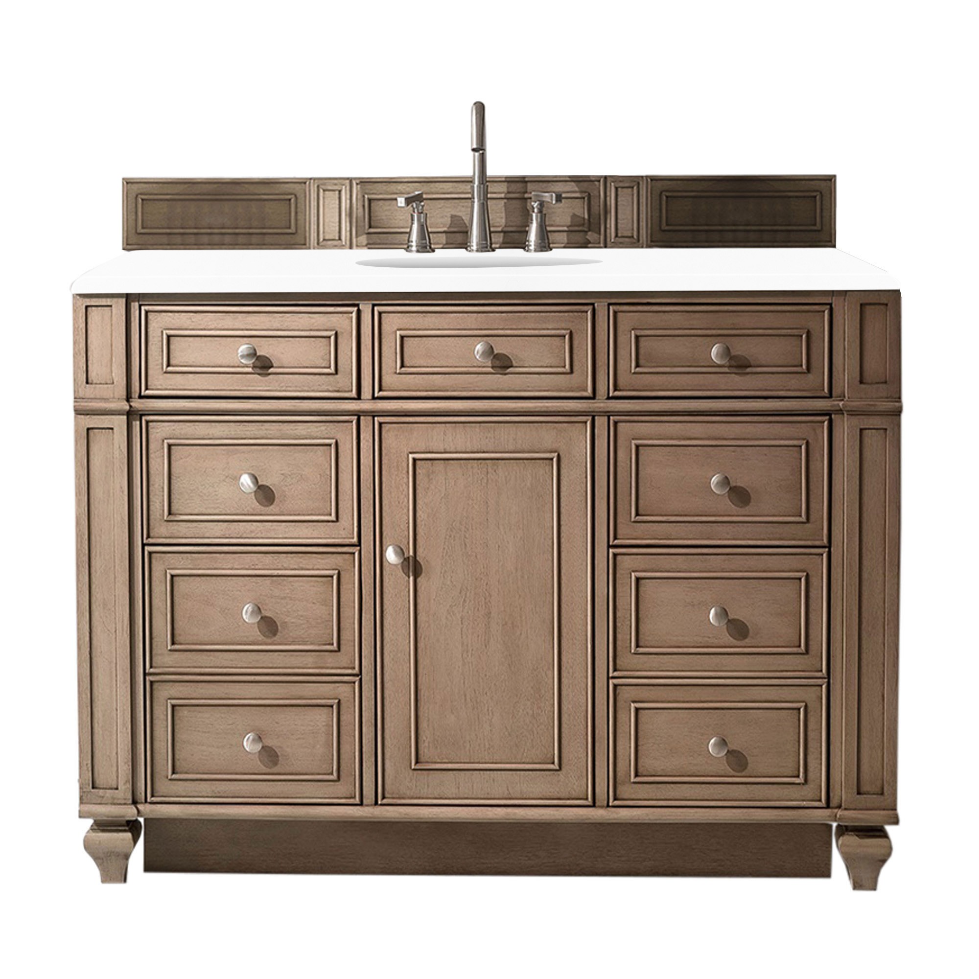 James Martin 157-V48-WW-3CLW Bristol 48" Single Vanity Whitewashed Walnut, w/ 3 CM Classic White Quartz Top