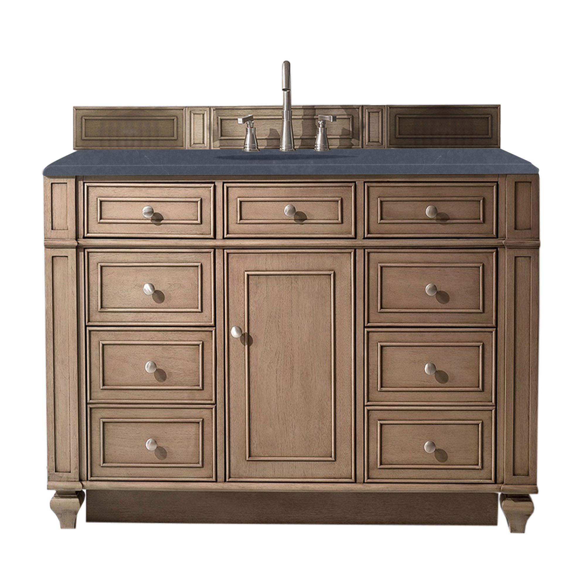 James Martin 157-V48-WW-3CSP Bristol 48" Single Vanity Whitewashed Walnut, w/ 3 CM Charcoal Soapstone Quartz Top