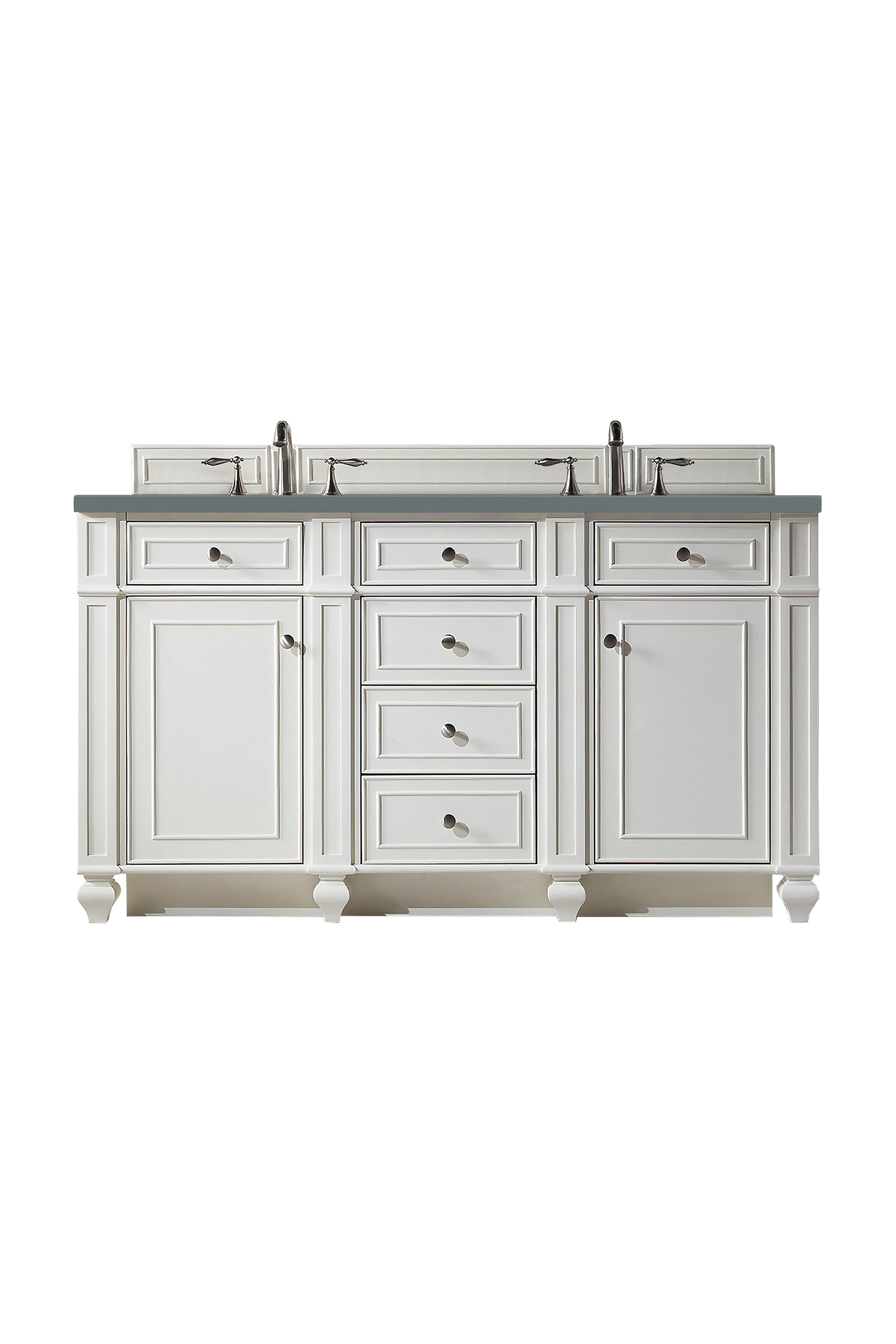 James Martin 157-V60D-BW-3CBL Bristol 60" Double Vanity, Bright White, w/ 3 CM Cala Blue Quartz Top