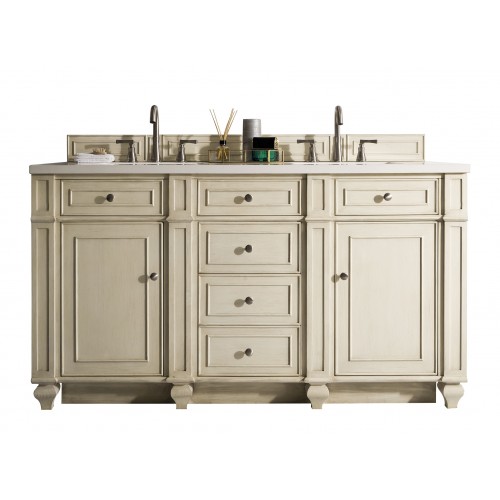 James Martin 157-V60D-VV-3AF Bristol 60" Double Vanity, Vintage Vanilla w/ 3 CM Arctic Fall Solid Surface Top