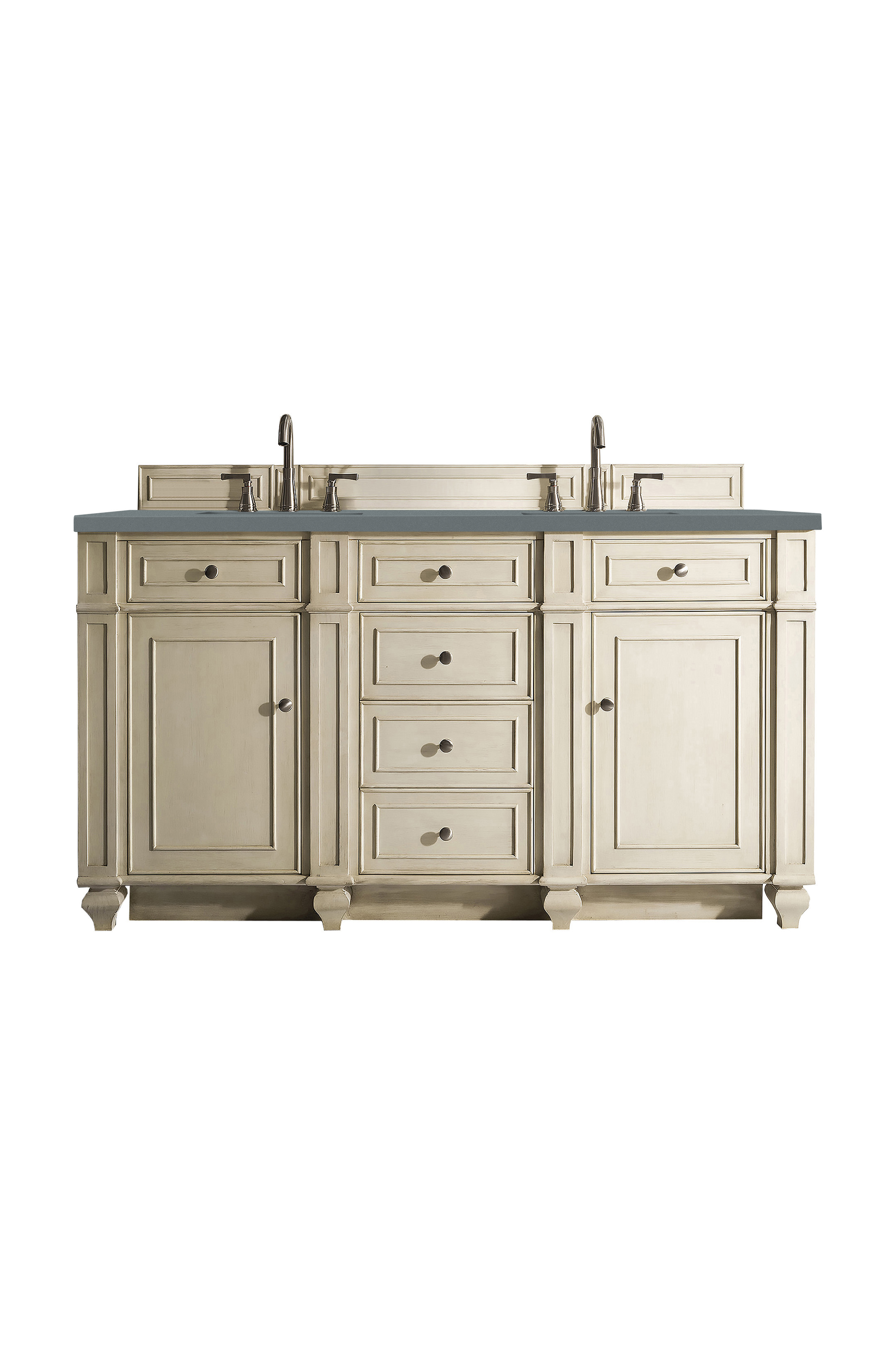 James Martin 157-V60D-VV-3CBL Bristol 60" Double Vanity, Vintage Vanilla, w/ 3 CM Cala Blue Quartz Top