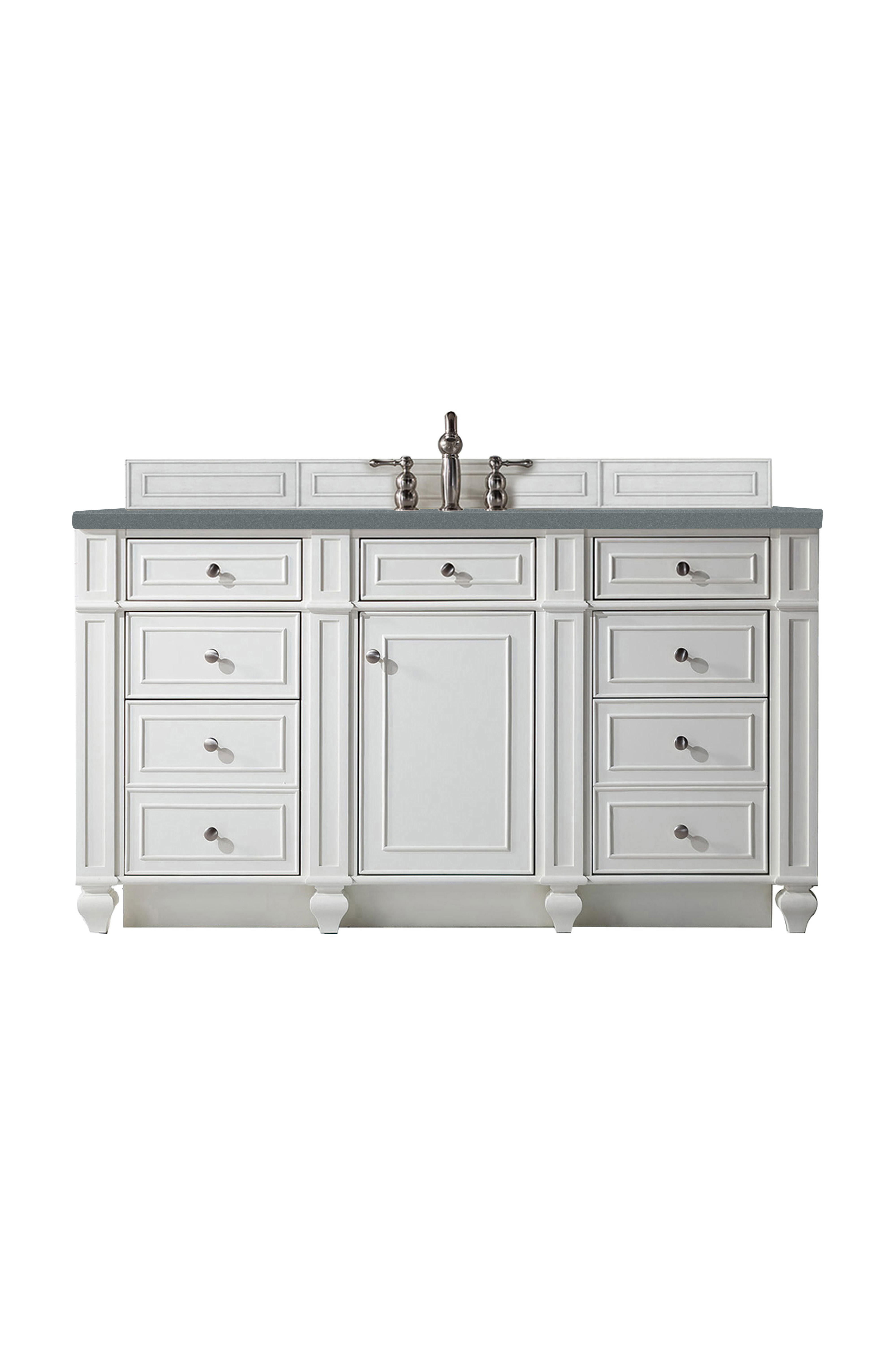 James Martin 157-V60S-BW-3CBL Bristol 60" Single Vanity, Bright White, w/ 3 CM Cala Blue Quartz Top