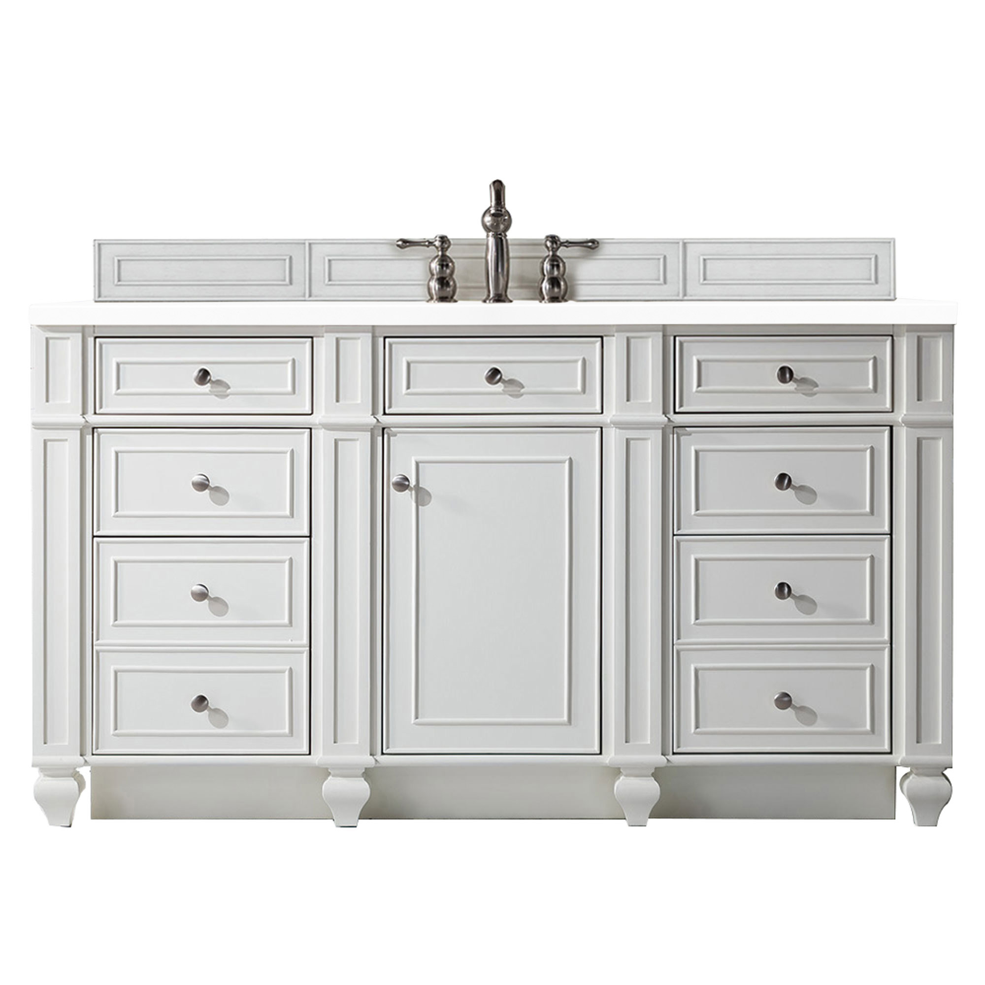 James Martin 157-V60S-BW-3CLW Bristol 60" Single Vanity, Bright White, w/ 3 CM Classic White Quartz Top