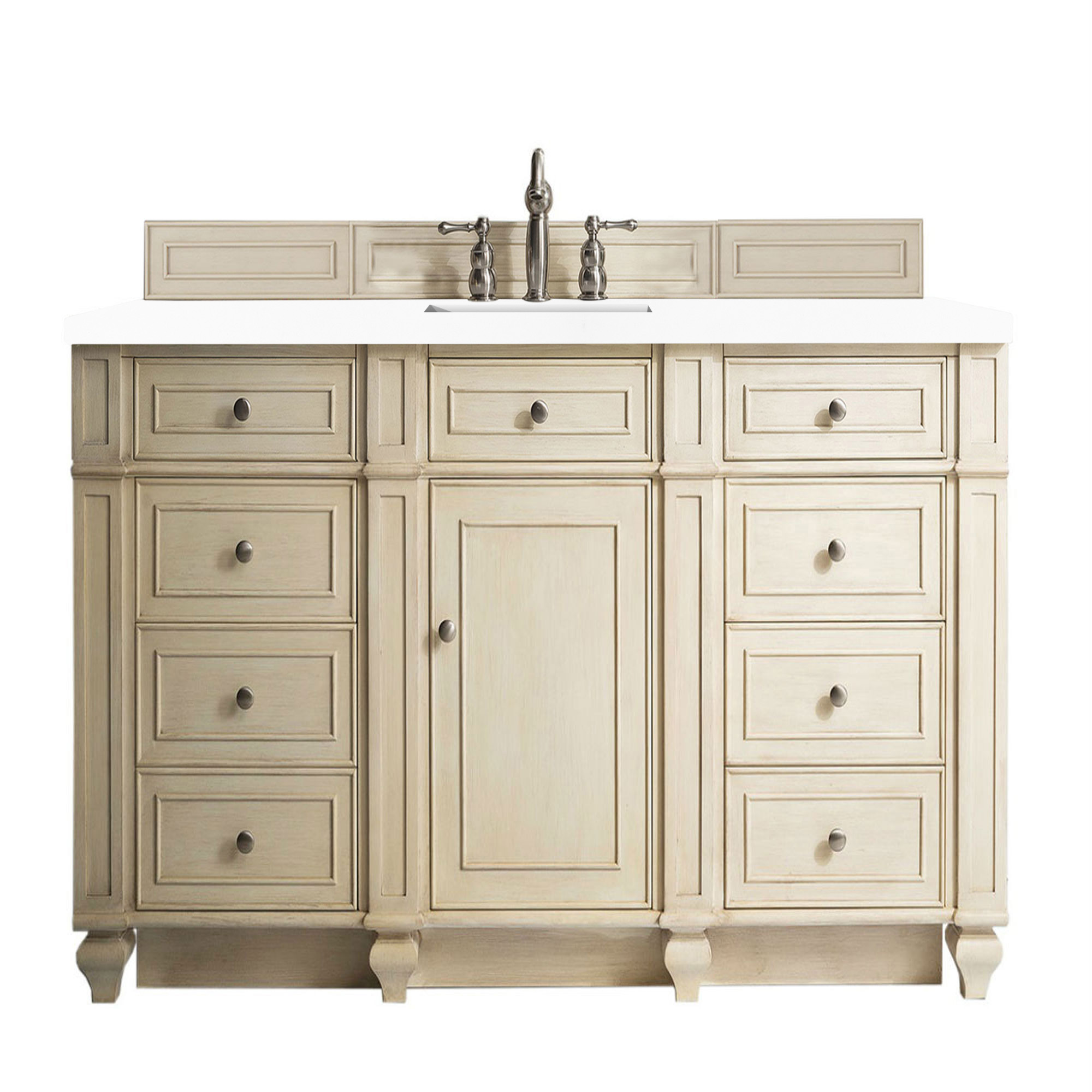 James Martin 157-V60S-VV-3CLW Bristol 60" Single Vanity, Vintage Vanilla, w/ 3 CM Classic White Quartz Top