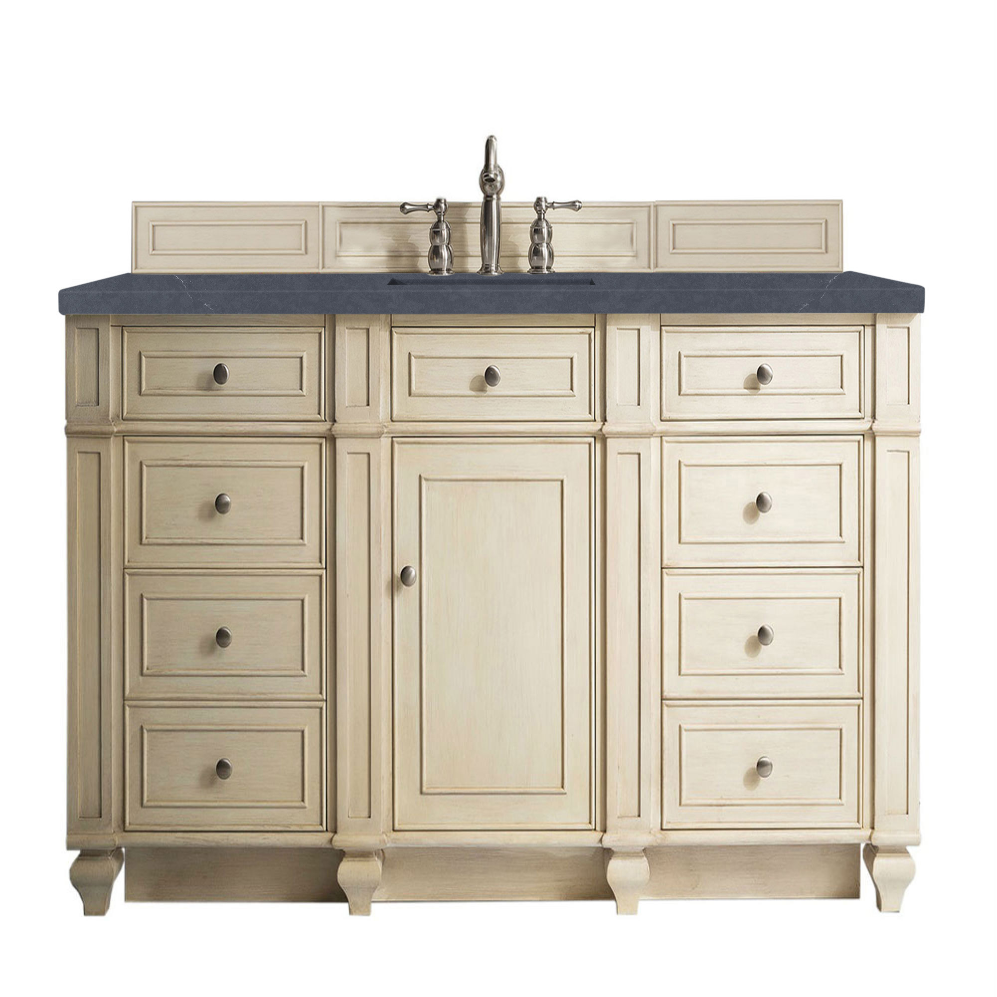 James Martin 157-V60S-VV-3CSP Bristol 60" Single Vanity, Vintage Vanilla, w/ 3 CM Charcoal Soapstone Quartz Top