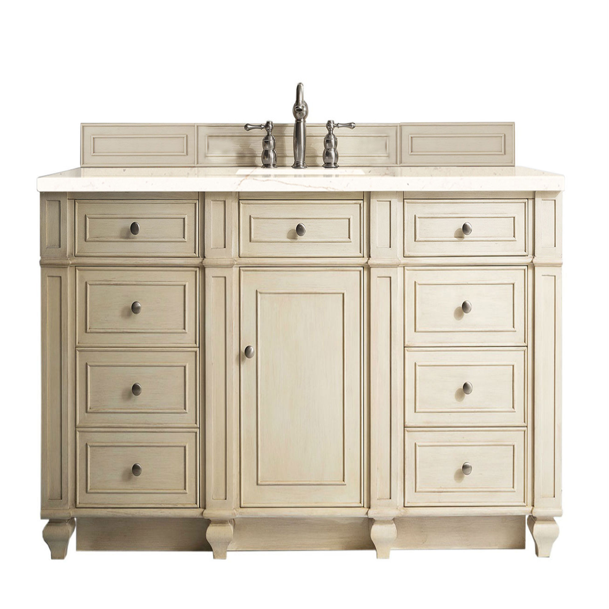 James Martin 157-V60S-VV-3EMR Bristol 60" Single Vanity, Vintage Vanilla, w/ 3 CM Eternal Marfil Quartz Top